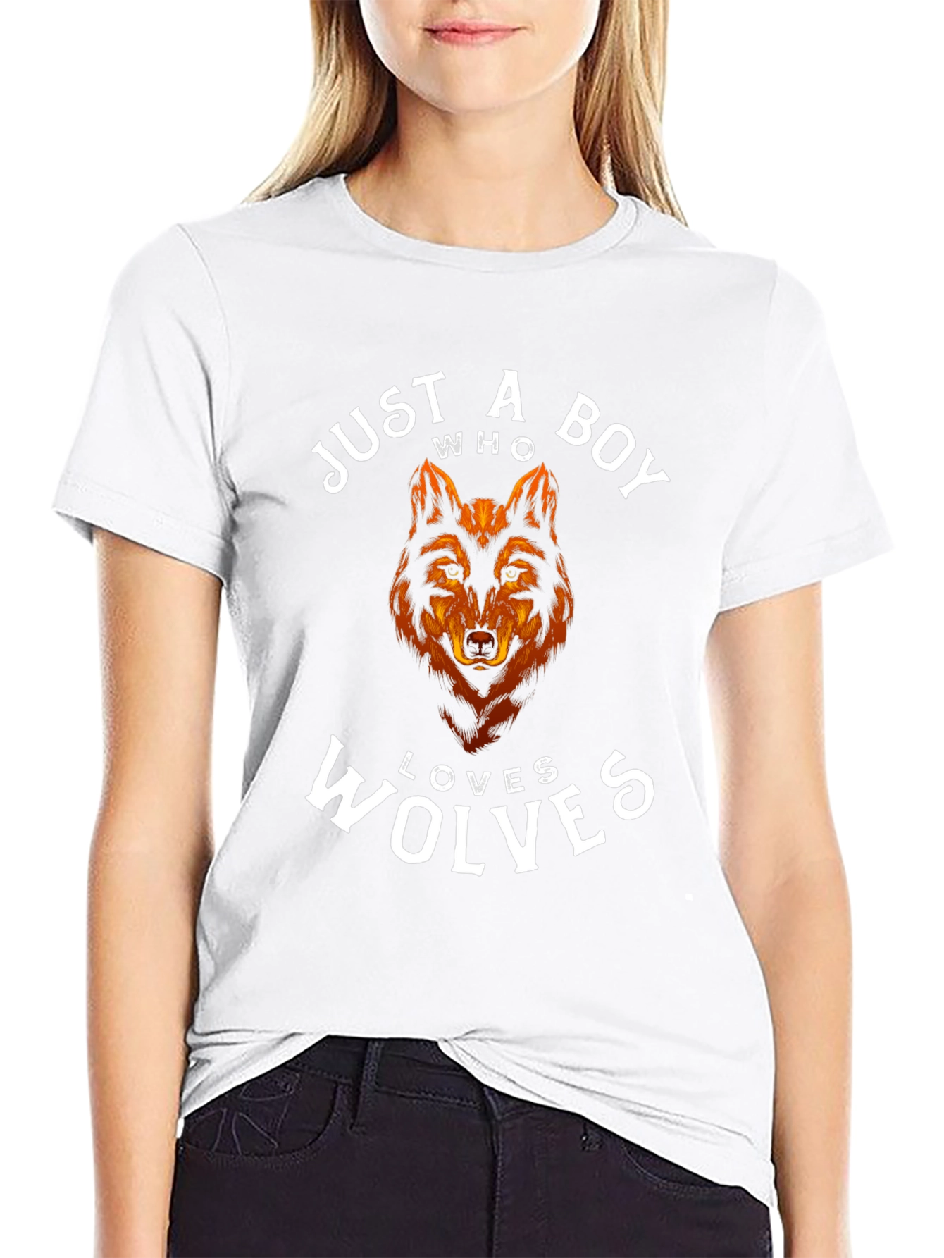 Just a Boy Who Loves Wolves T-Shirt - Black
