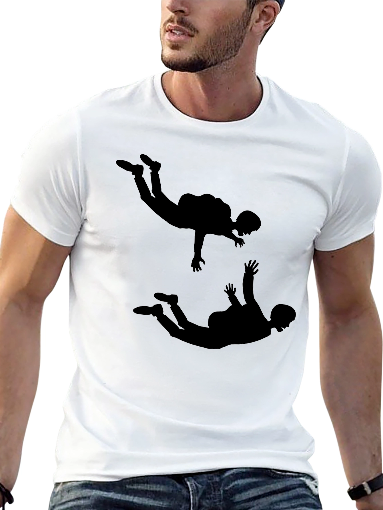 Skydiver Silhouette Graphic Tee - Classic Black T-Shirt