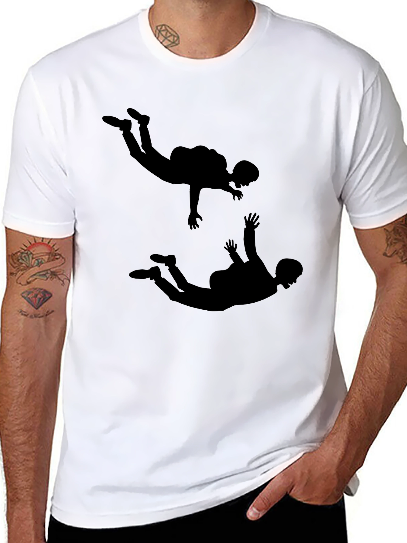 Skydiver Silhouette Graphic Tee - Classic Black T-Shirt