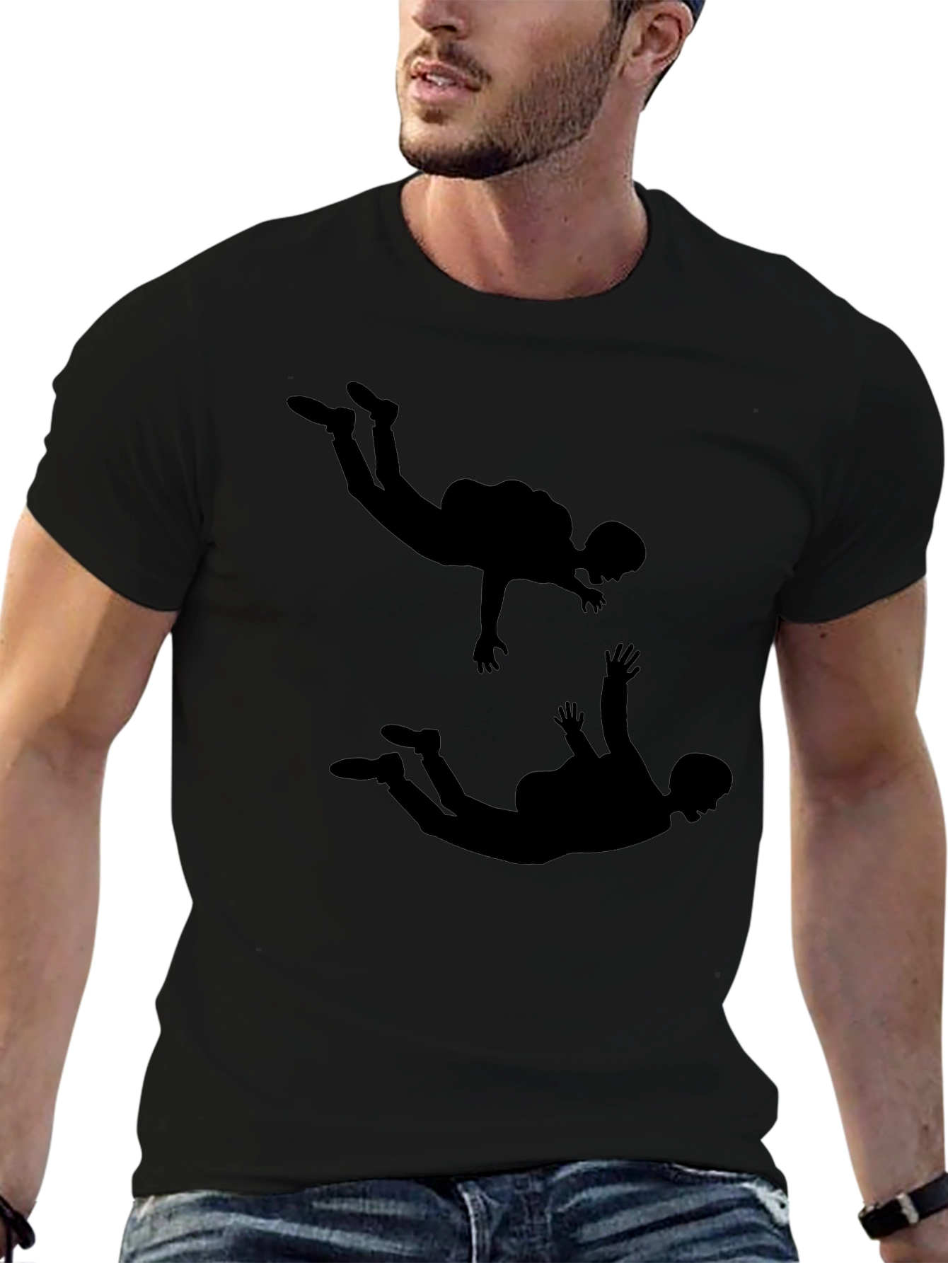 Skydiver Silhouette Graphic Tee - Classic Black T-Shirt