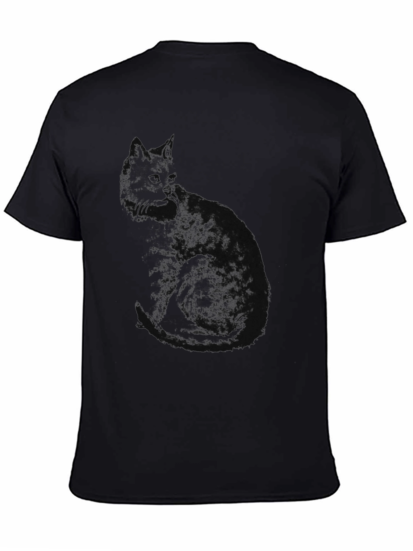 Black Cat Silhouette Graphic T-Shirt