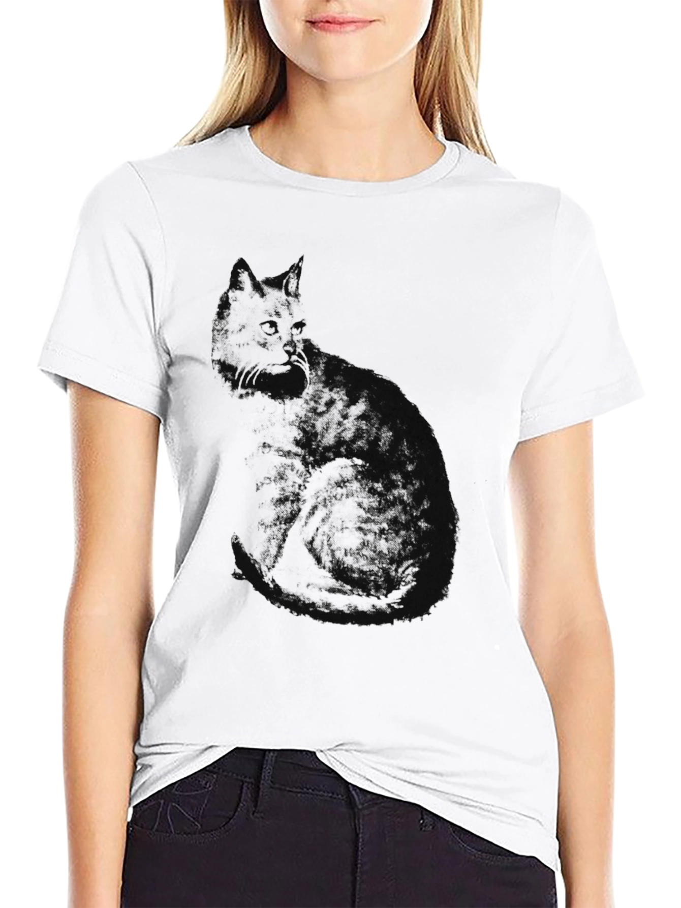 Black Cat Silhouette Graphic T-Shirt