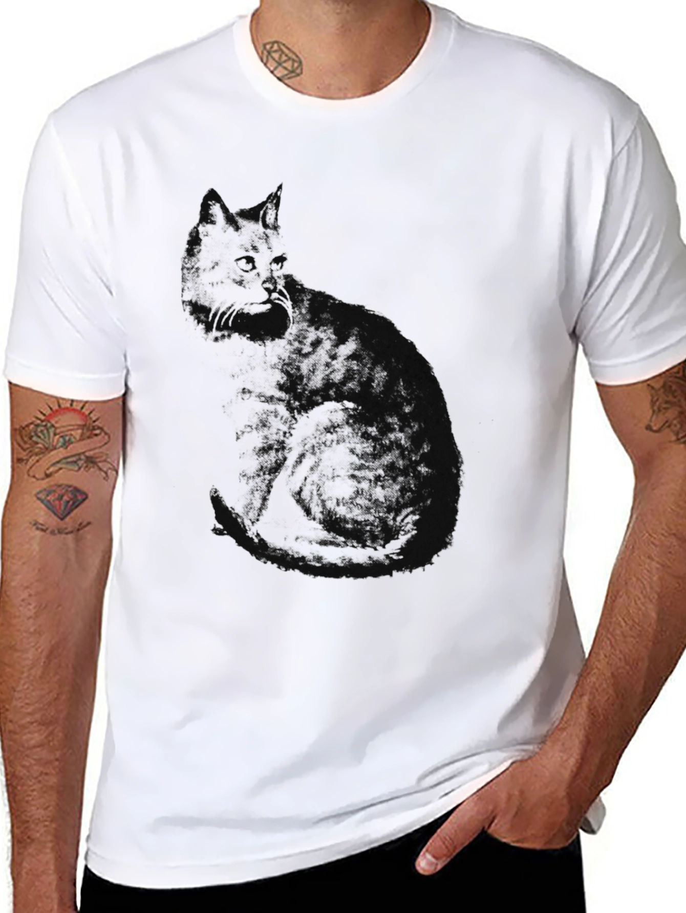 Black Cat Silhouette Graphic T-Shirt