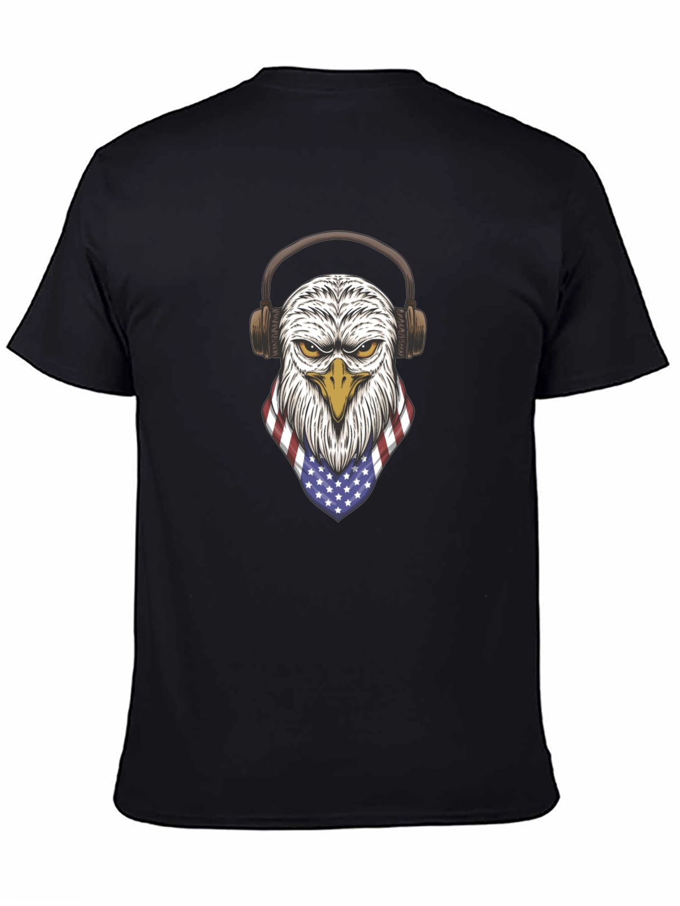 Eagle USA Flag Headphones Graphic T-Shirt