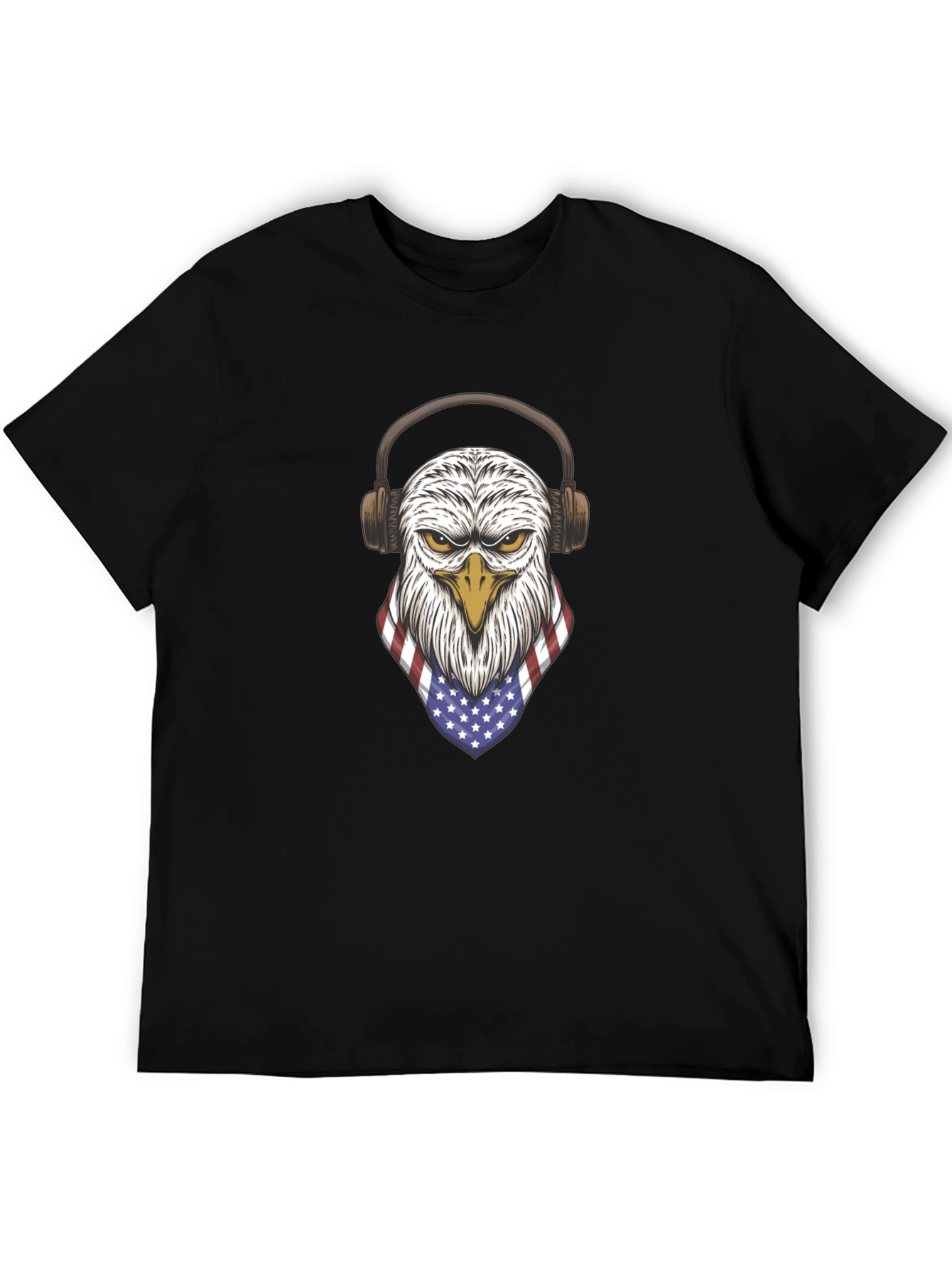 Eagle USA Flag Headphones Graphic T-Shirt