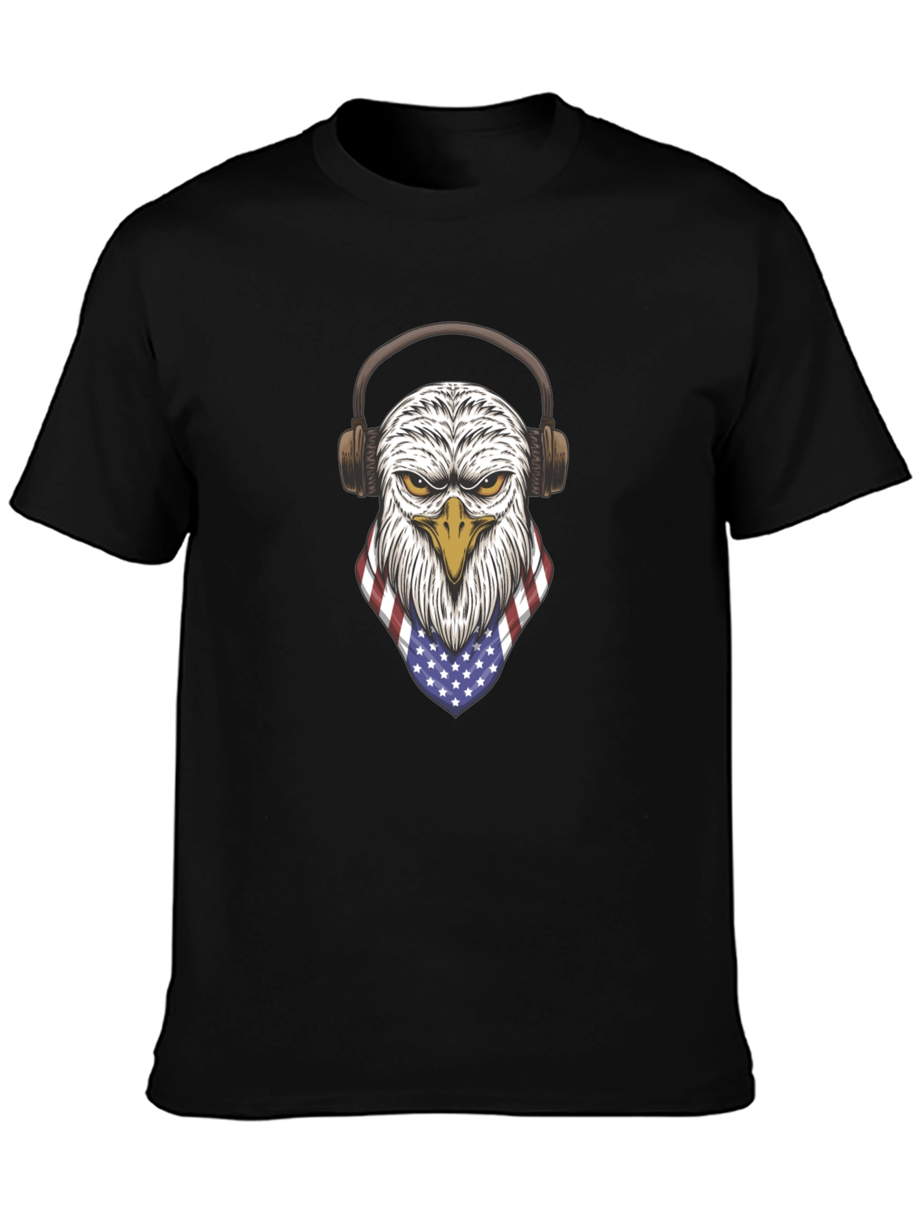 Eagle USA Flag Headphones Graphic T-Shirt