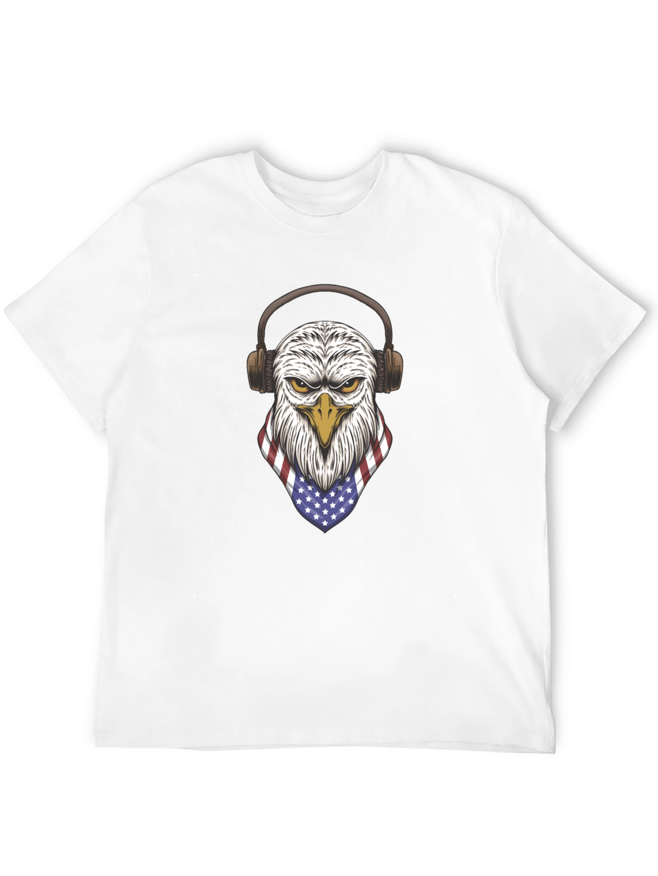 Eagle USA Flag Headphones Graphic T-Shirt