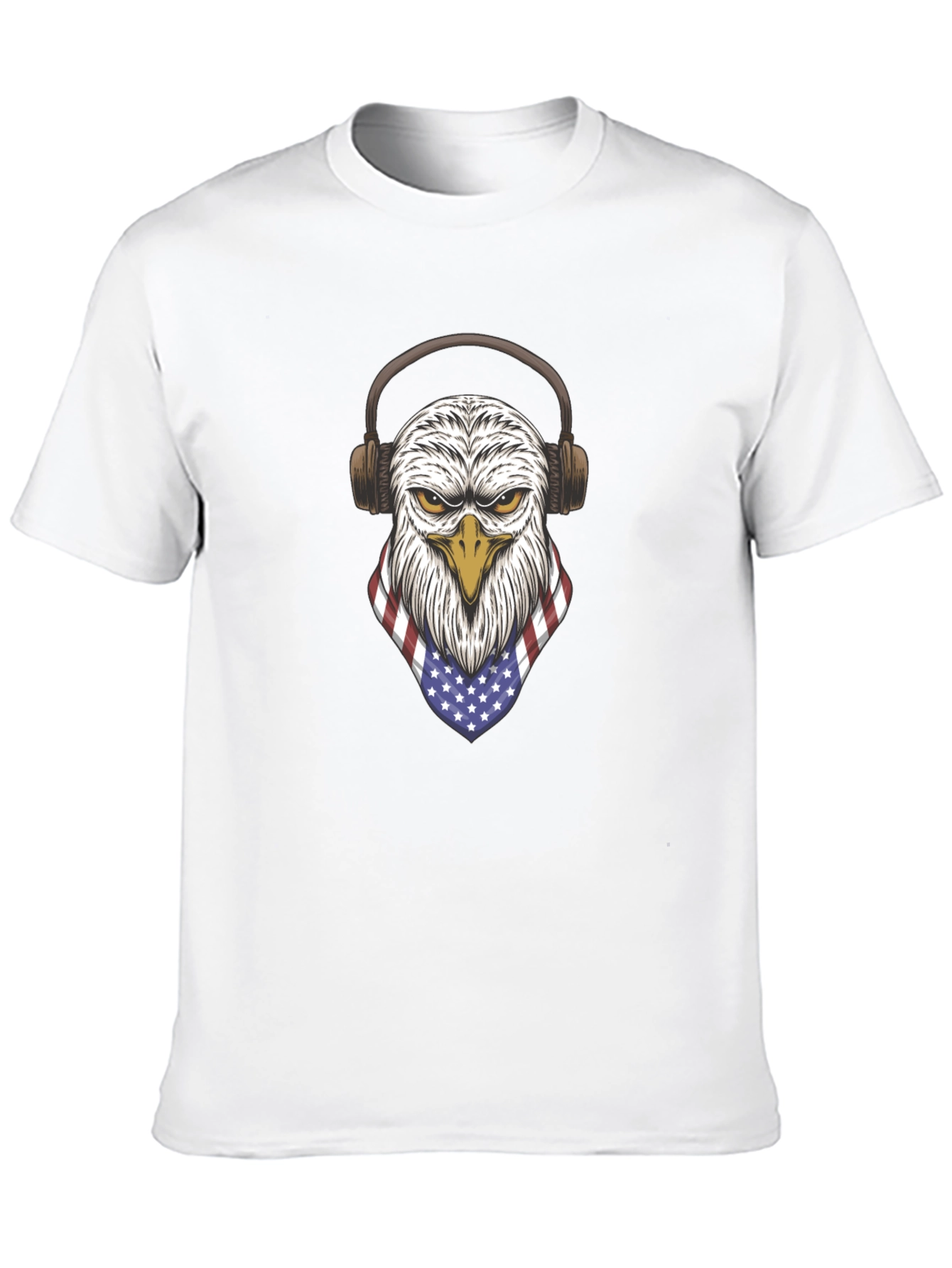 Eagle USA Flag Headphones Graphic T-Shirt