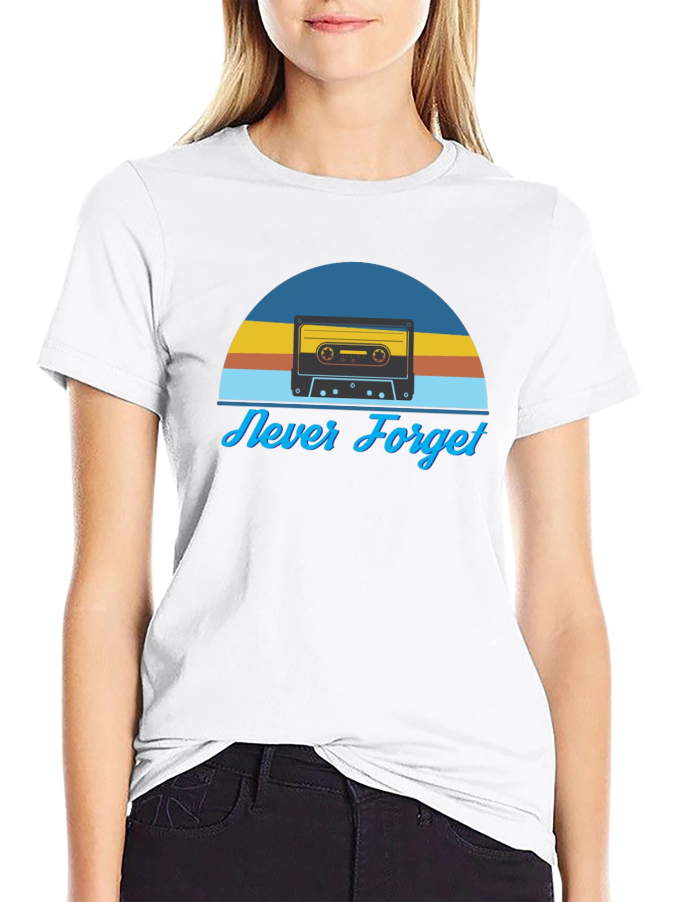 Retro Cassette Tape Graphic Tee - Never Forget