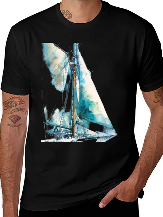 Sailboat Watercolor Graphic T-Shirt