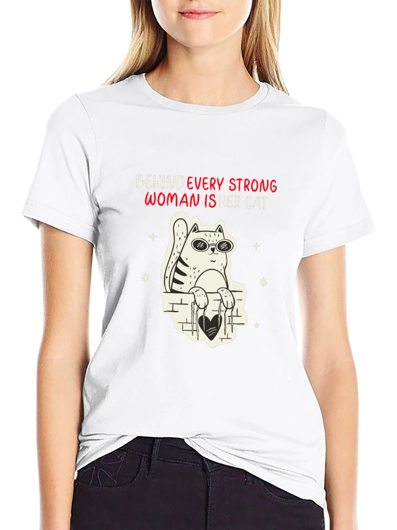 Behind Every Strong Woman Cat T-Shirt
