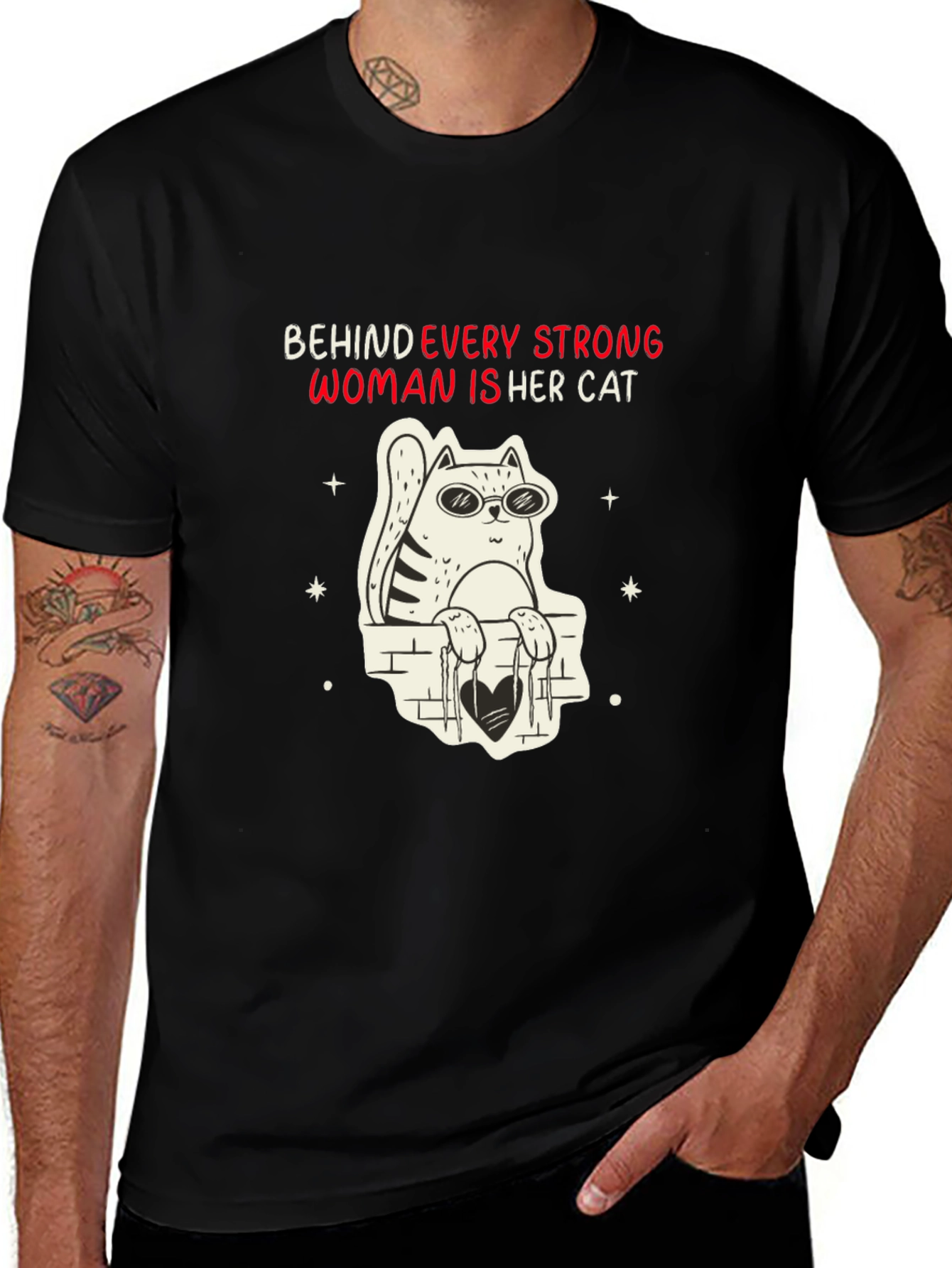 Behind Every Strong Woman Cat T-Shirt