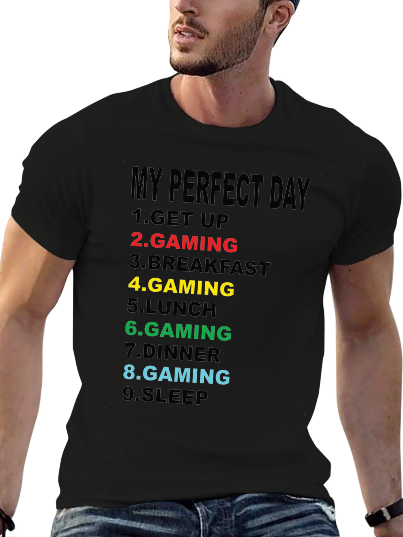 Gamers Perfect Day Graphic Tee - Black