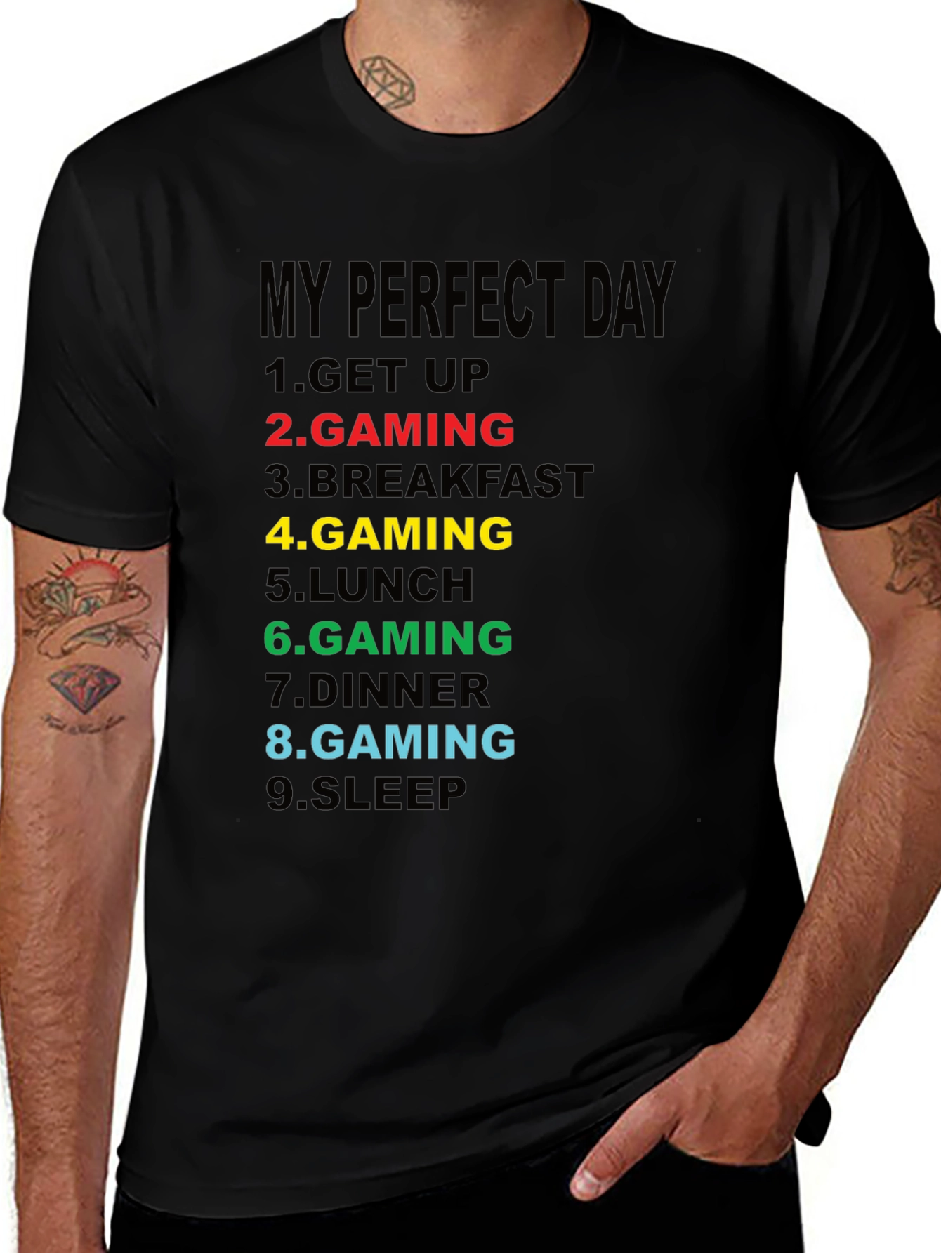 Gamers Perfect Day Graphic Tee - Black
