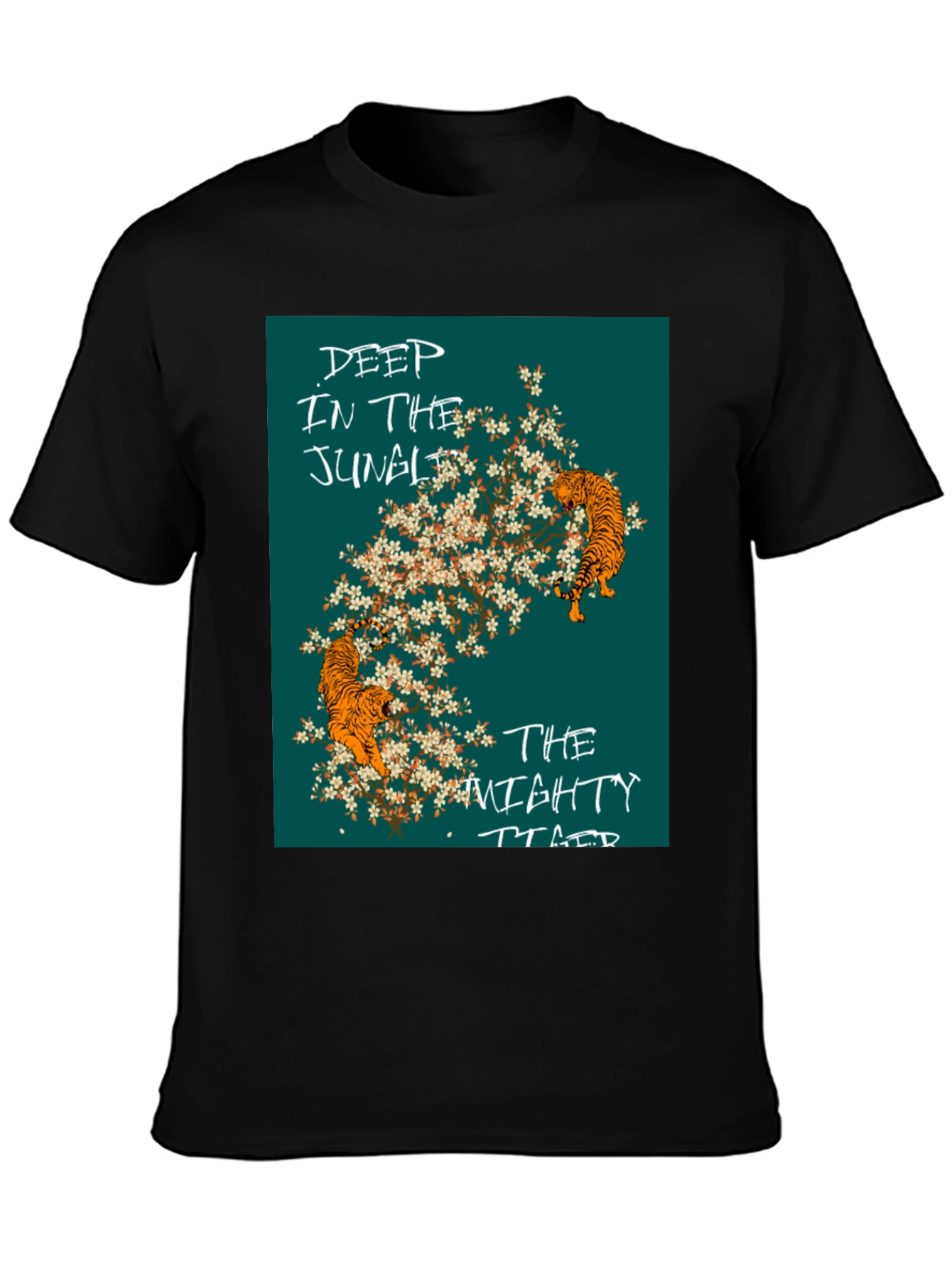 Jungle Tiger Graphic Tee - Stylish Mens Black T-Shirt