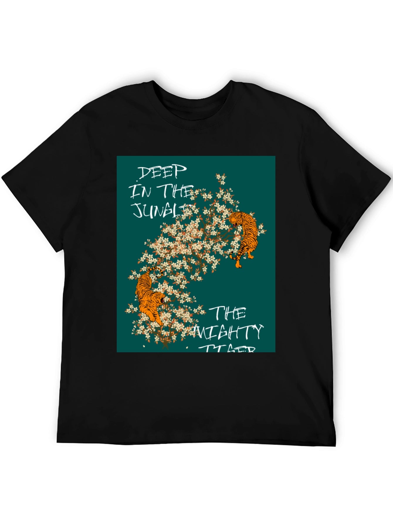Jungle Tiger Graphic Tee - Stylish Mens Black T-Shirt