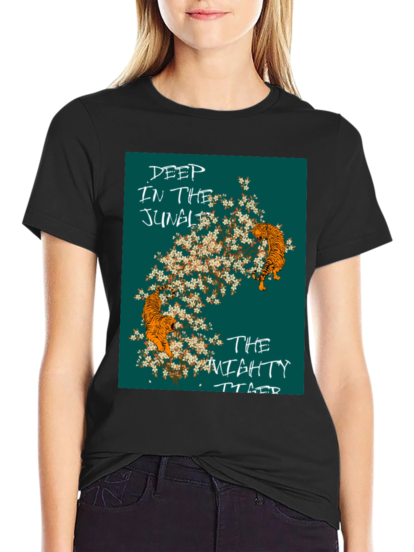 Jungle Tiger Graphic Tee - Stylish Mens Black T-Shirt