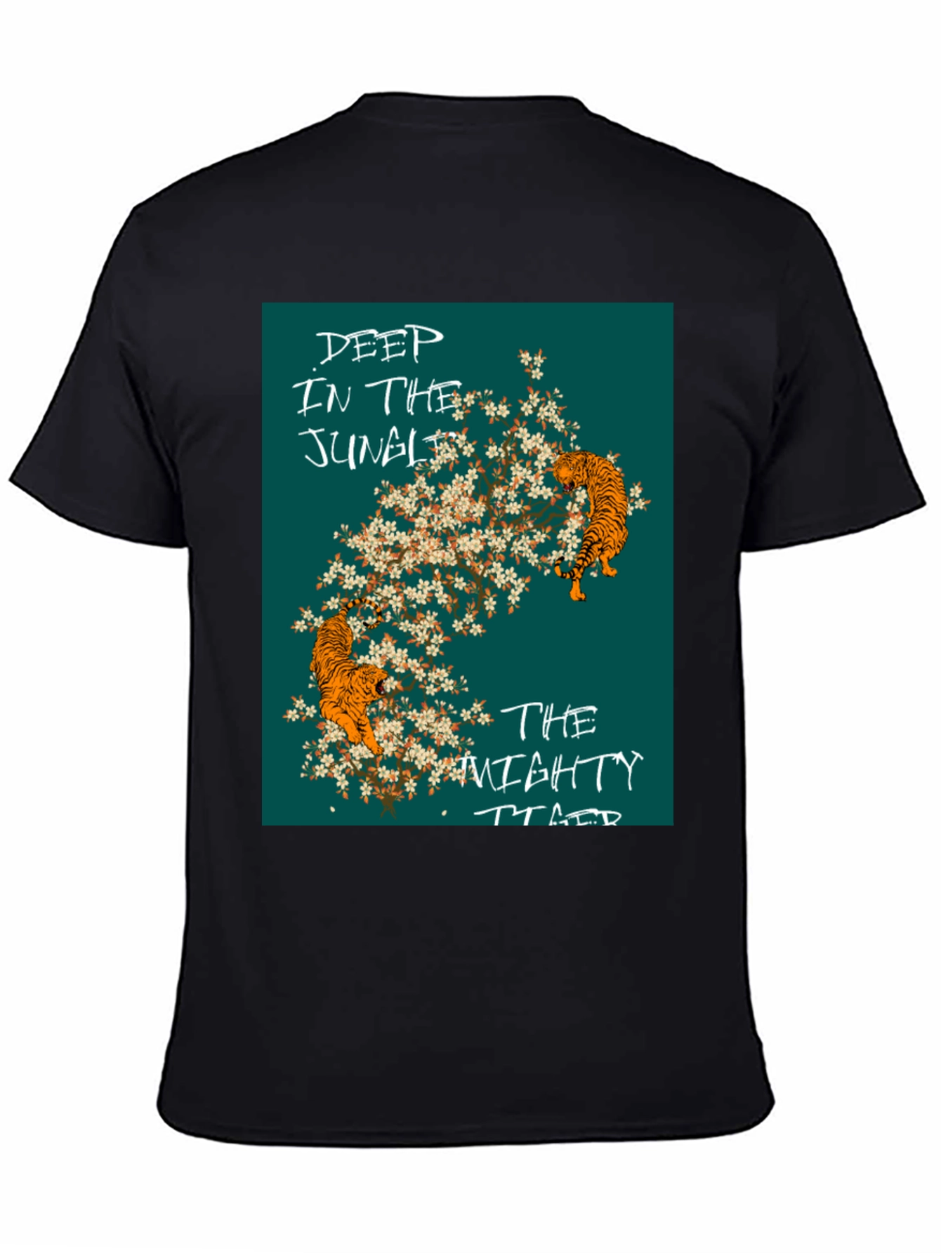 Jungle Tiger Graphic Tee - Stylish Mens Black T-Shirt