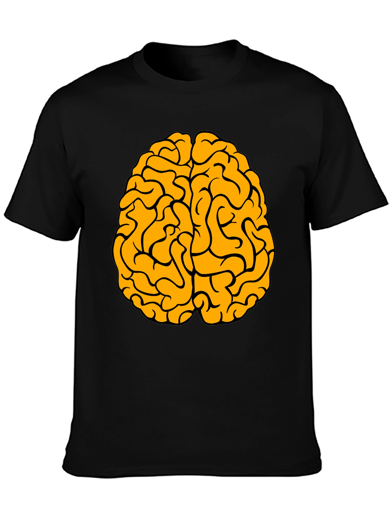 Brain Graphic Tee - Black Cotton Crew Neck T-Shirt