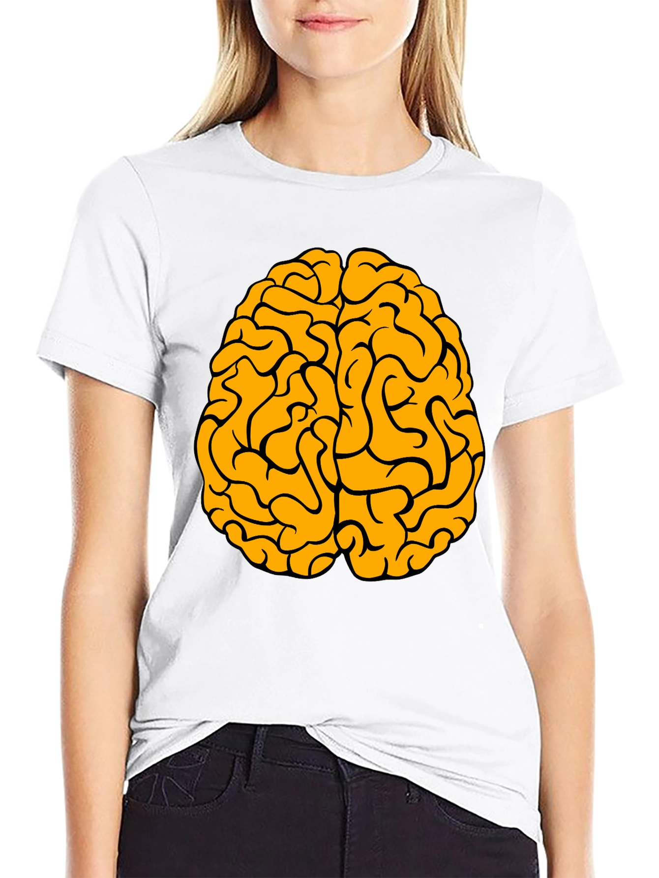 Brain Graphic Tee - Black Cotton Crew Neck T-Shirt
