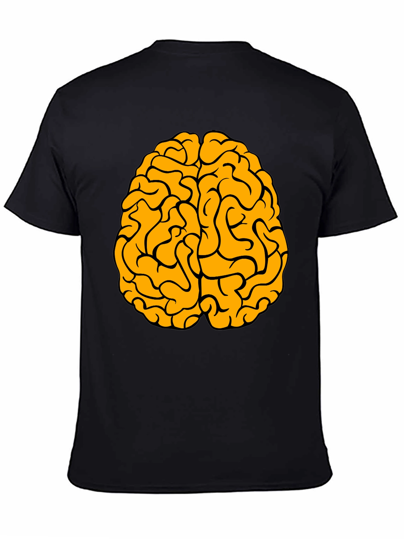 Brain Graphic Tee - Black Cotton Crew Neck T-Shirt