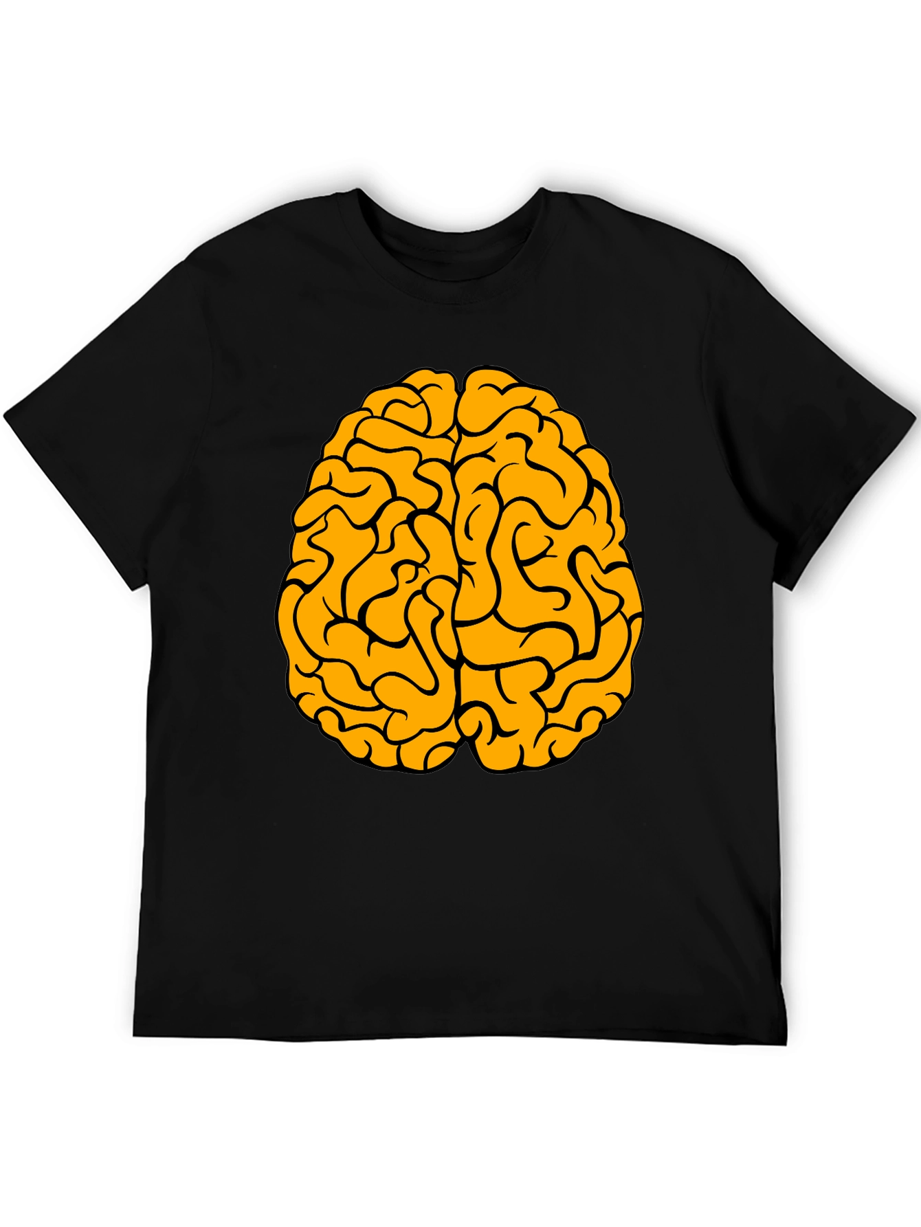 Brain Graphic Tee - Black Cotton Crew Neck T-Shirt