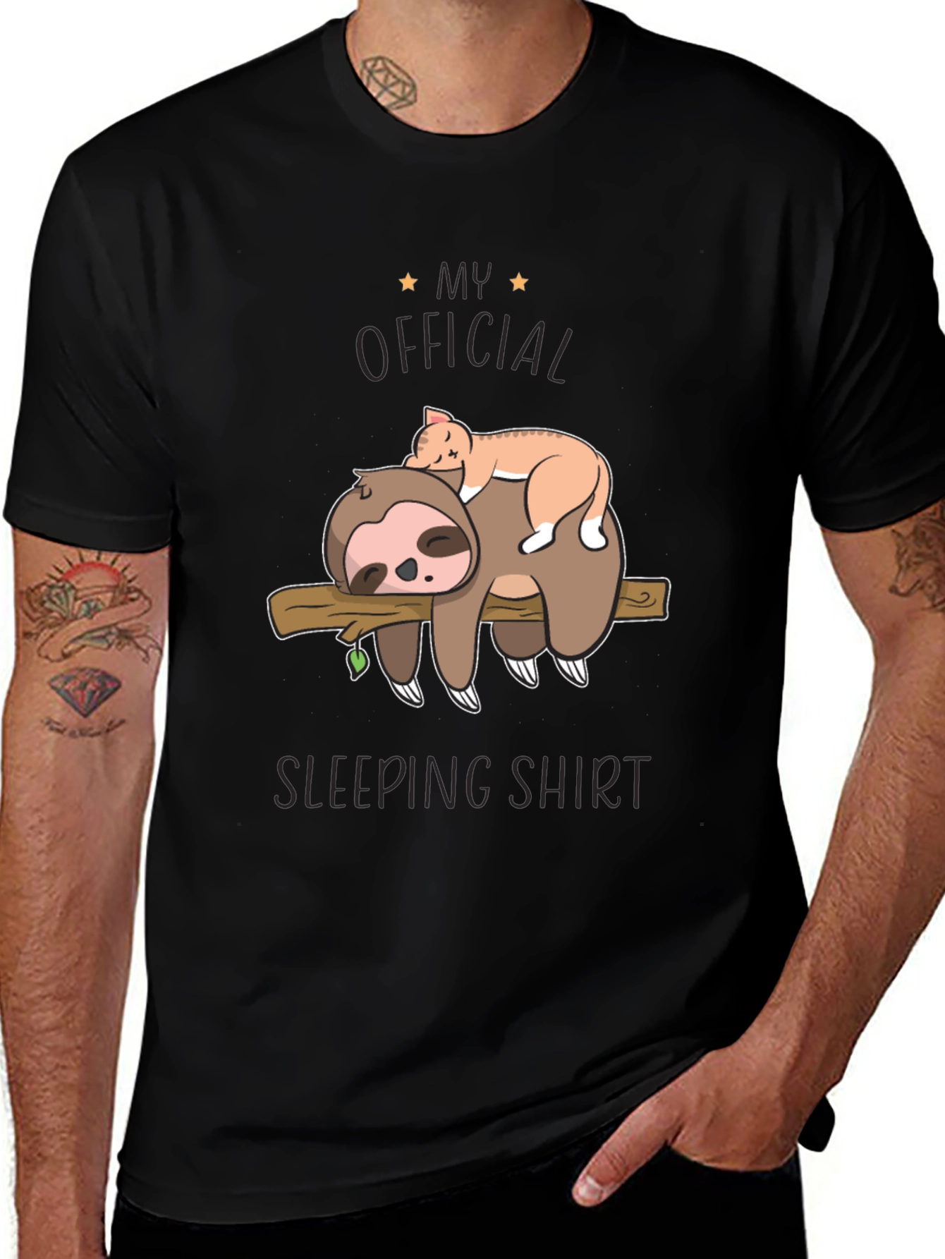 Sloth & Cat Sleeping Shirt - Official Sleepwear
