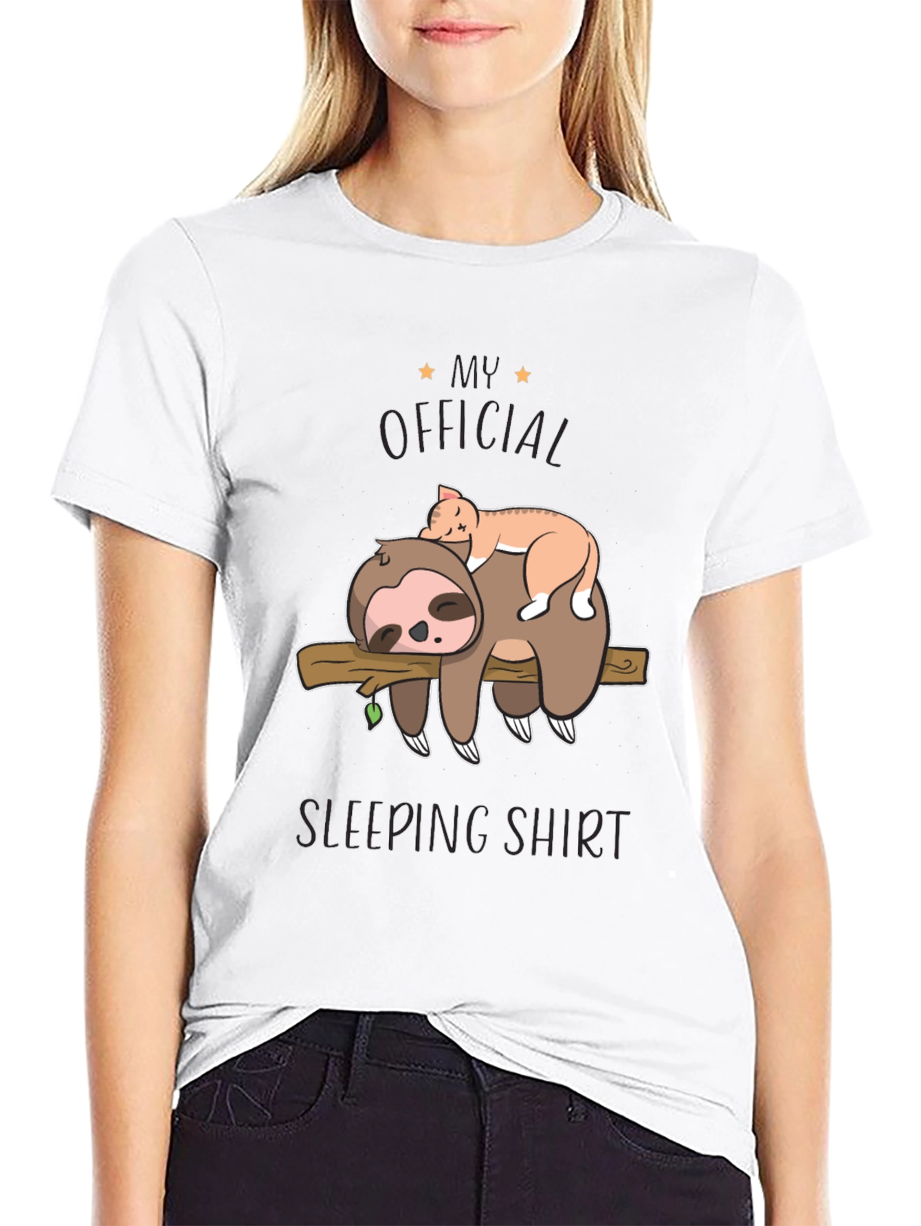 Sloth & Cat Sleeping Shirt - Official Sleepwear