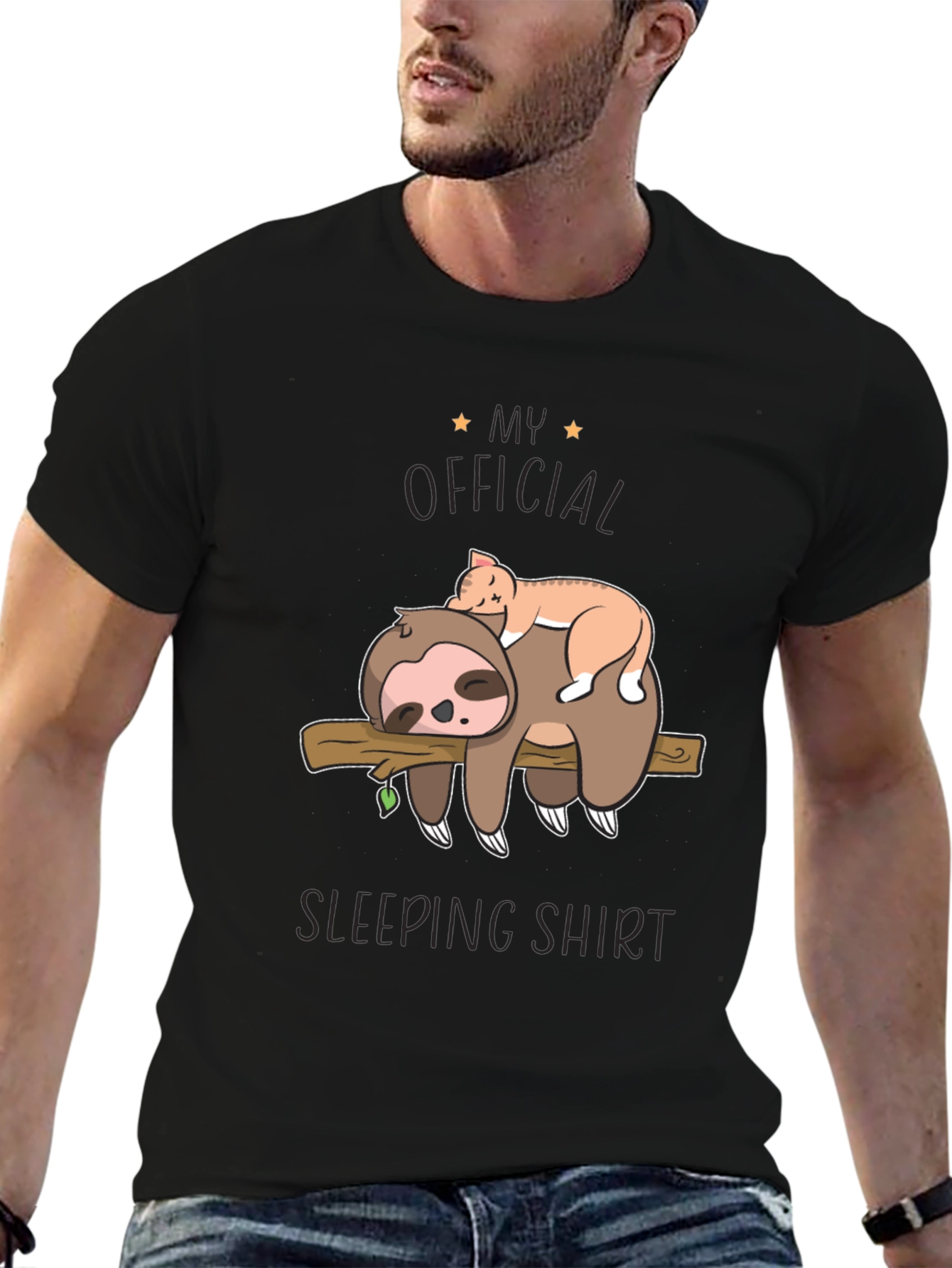 Sloth & Cat Sleeping Shirt - Official Sleepwear