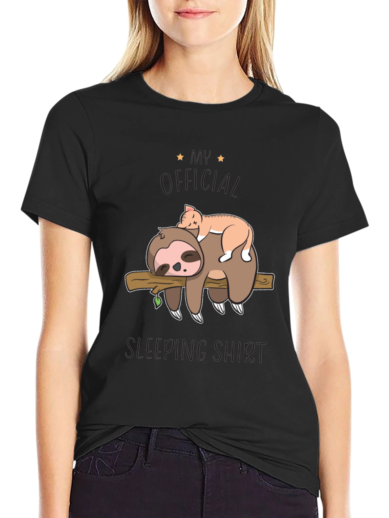 Sloth & Cat Sleeping Shirt - Official Sleepwear
