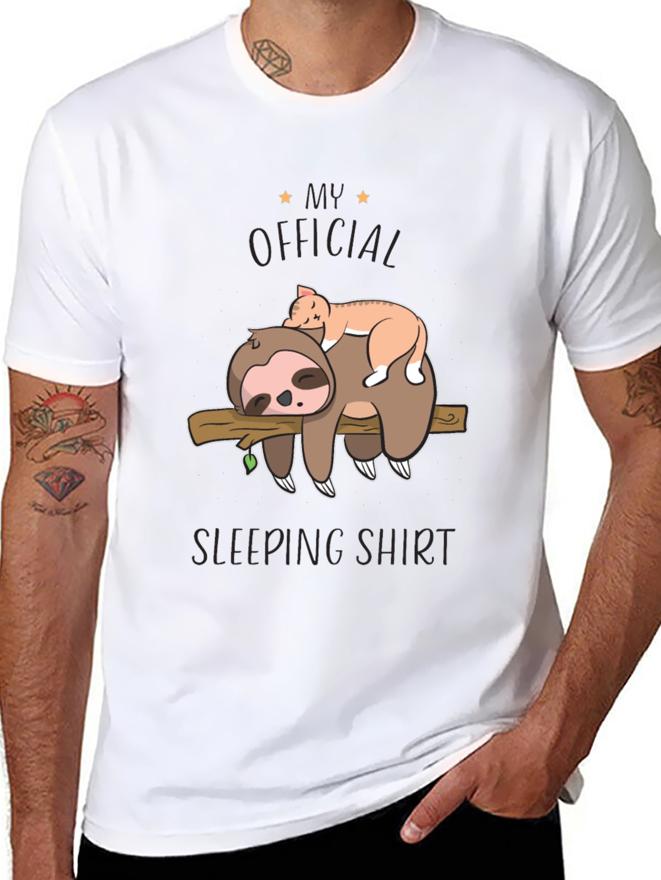 Sloth & Cat Sleeping Shirt - Official Sleepwear