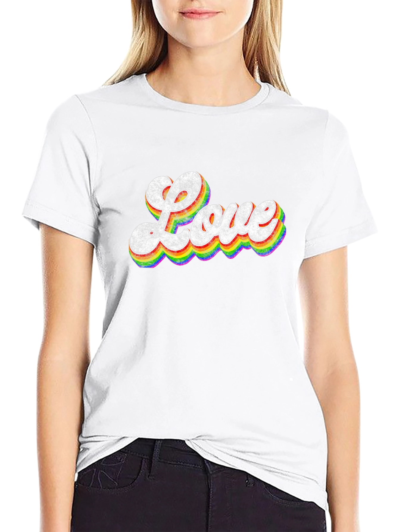 Retro Love Rainbow Graphic T-Shirt