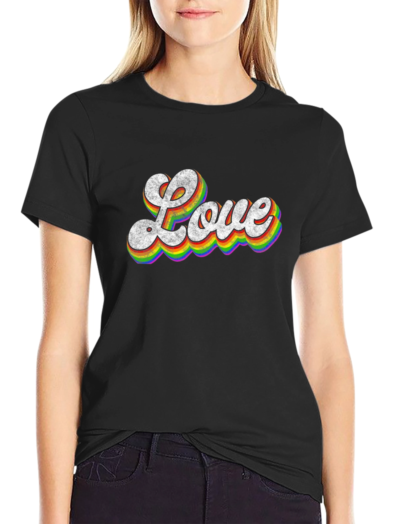 Retro Love Rainbow Graphic T-Shirt