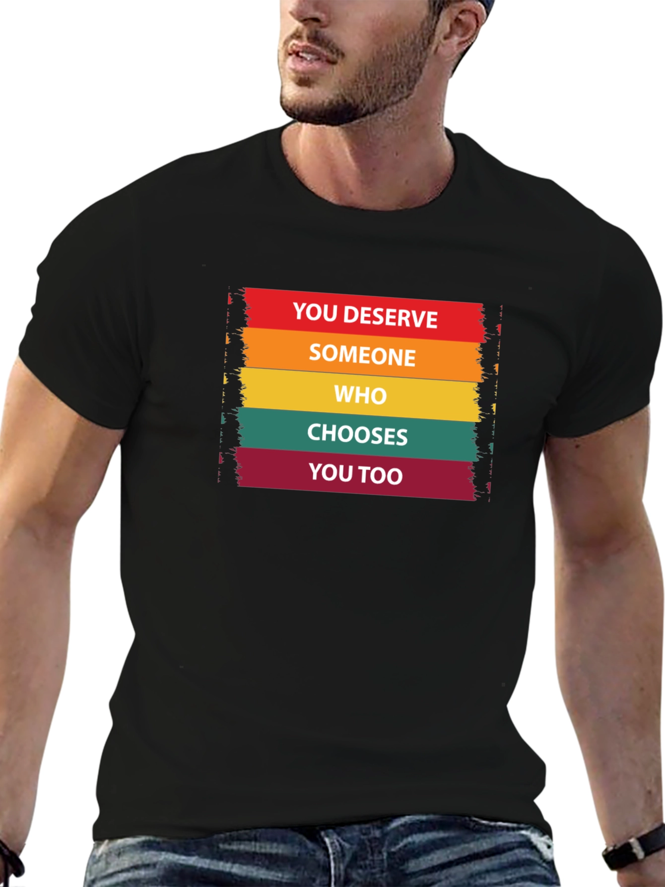 You Deserve Someone Tee - Black Cotton Graphic T-Shirt