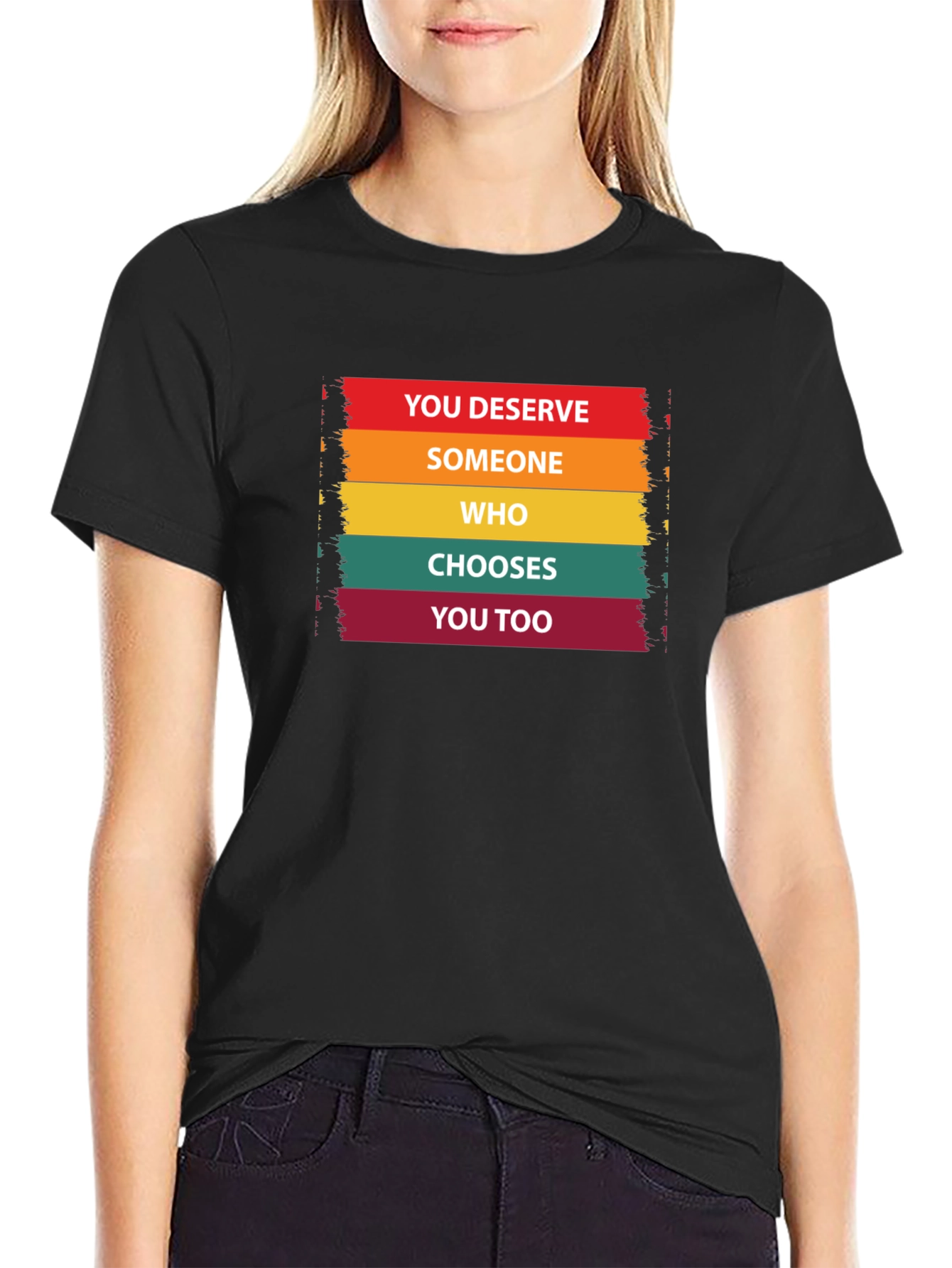 You Deserve Someone Tee - Black Cotton Graphic T-Shirt