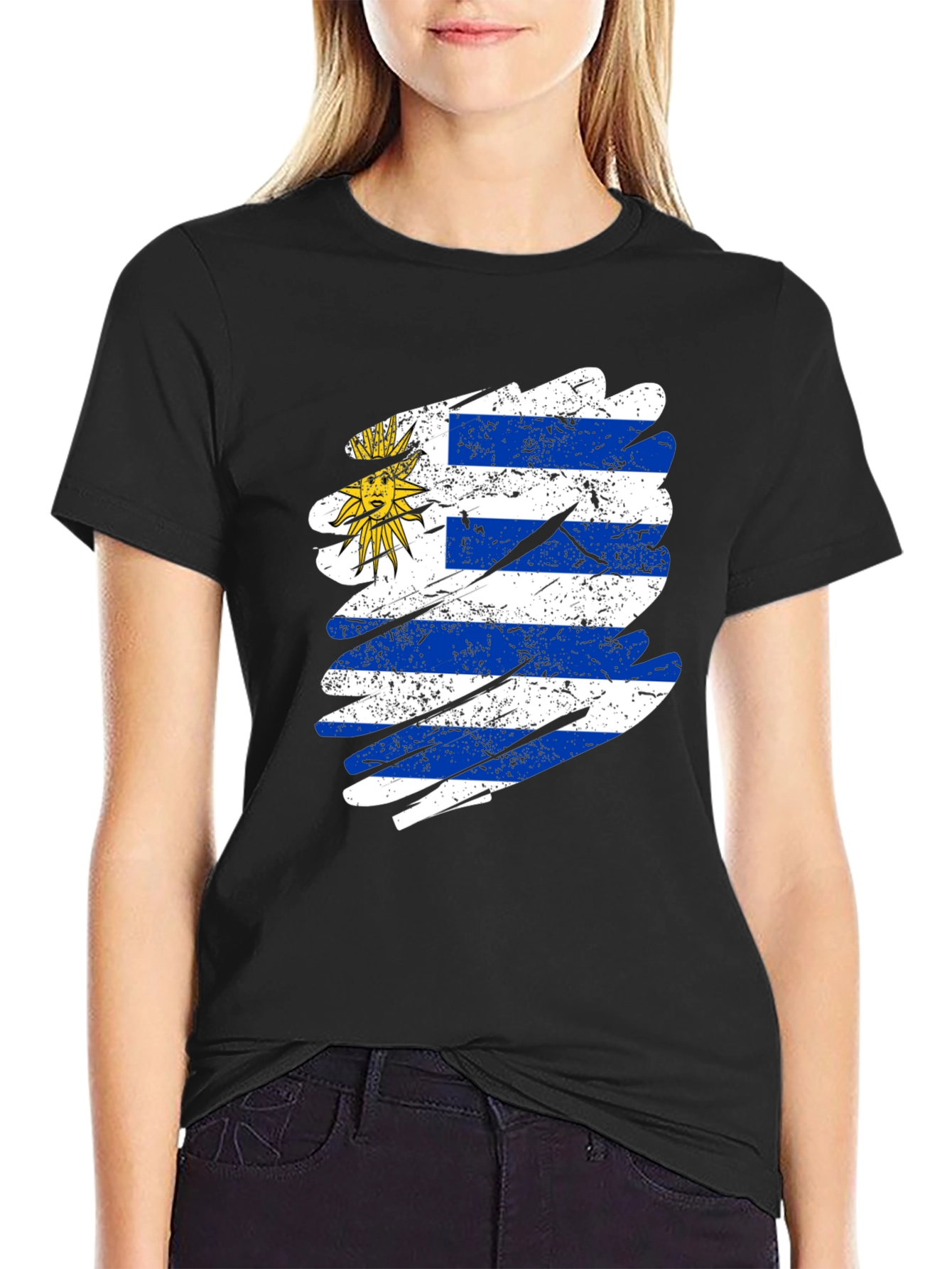 Uruguay Flag Distressed T-Shirt