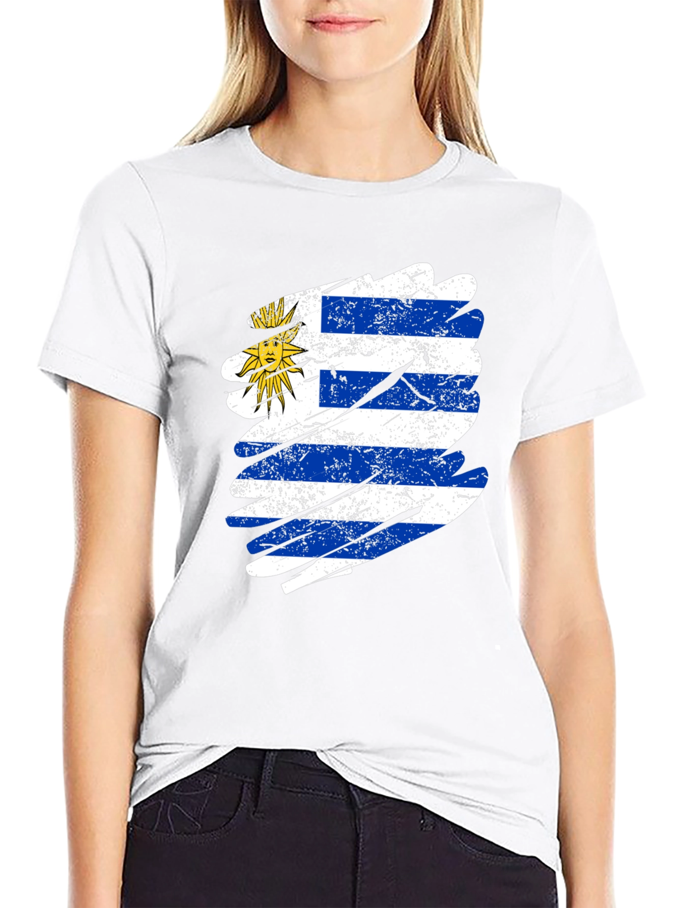 Uruguay Flag Distressed T-Shirt