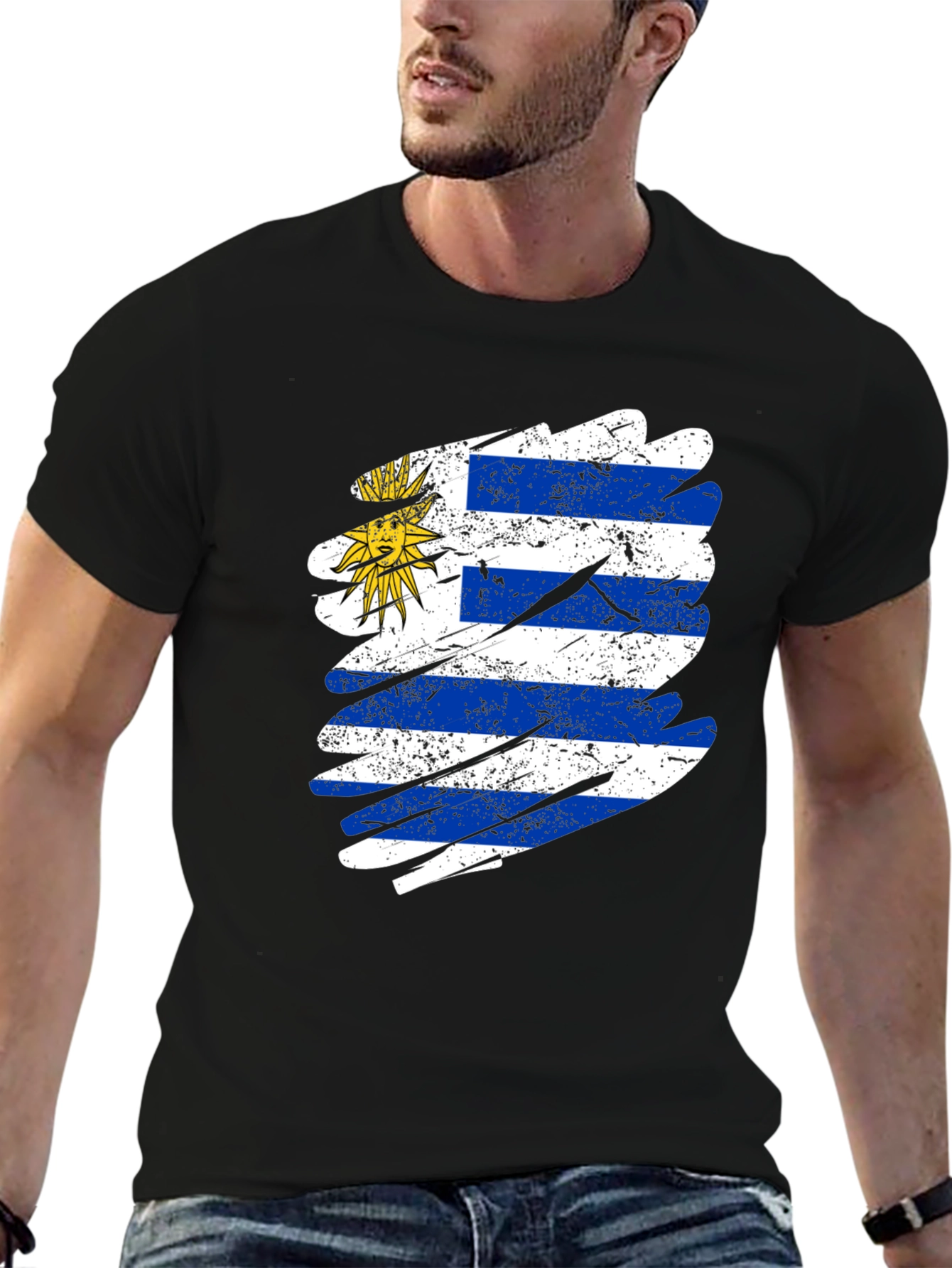 Uruguay Flag Distressed T-Shirt
