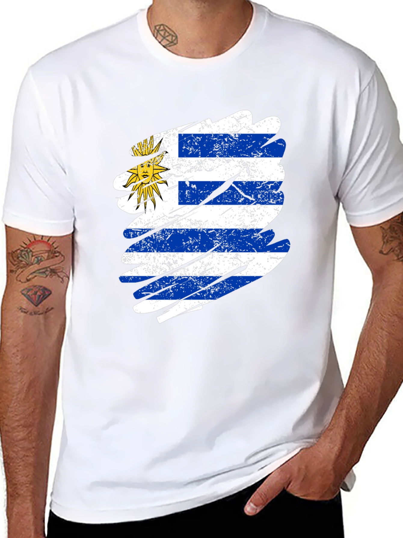 Uruguay Flag Distressed T-Shirt