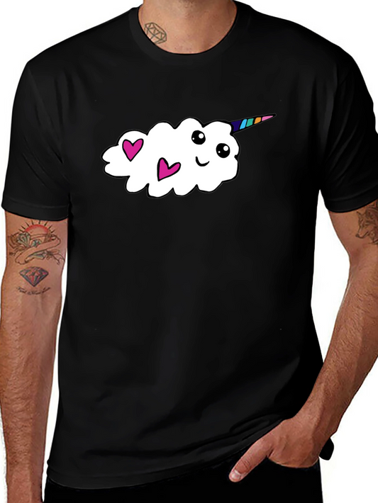 Cute Unicorn Cloud T-Shirt - Black Cotton Tee