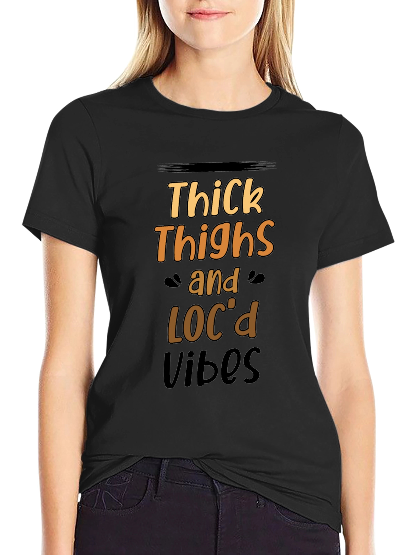 Thick Thighs & Locd Vibes Black T-Shirt