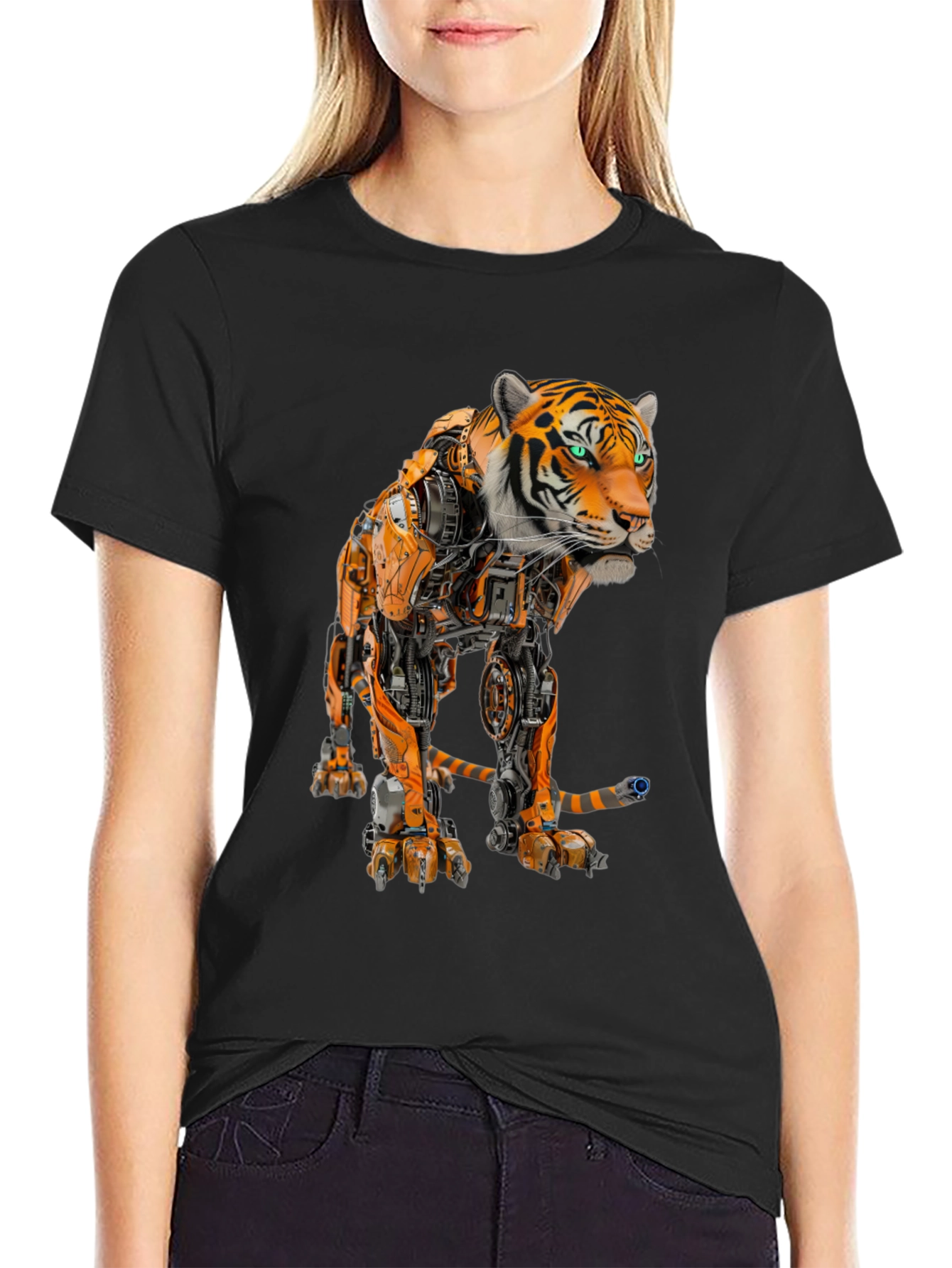 Robotic Tiger Graphic T-Shirt - Cool Sci-Fi Design