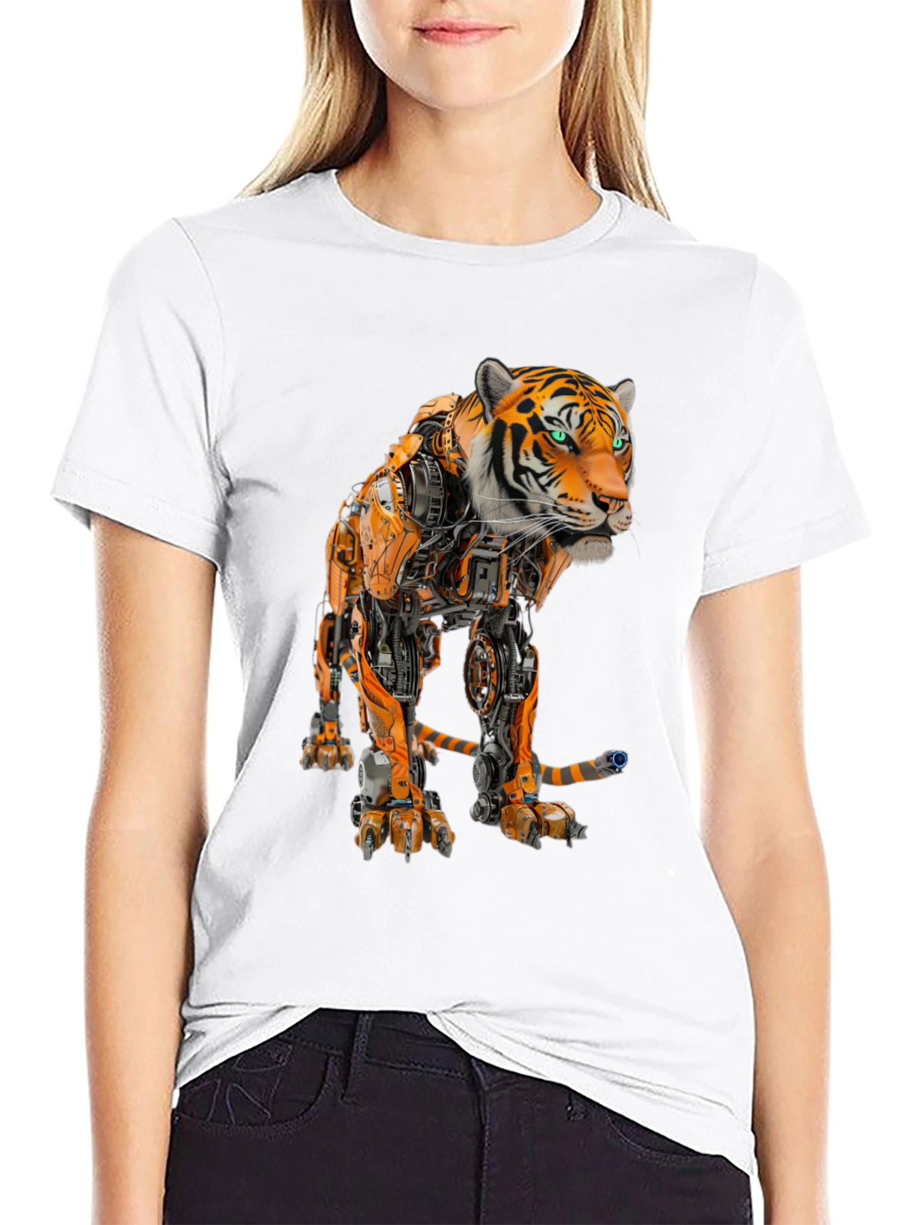 Robotic Tiger Graphic T-Shirt - Cool Sci-Fi Design