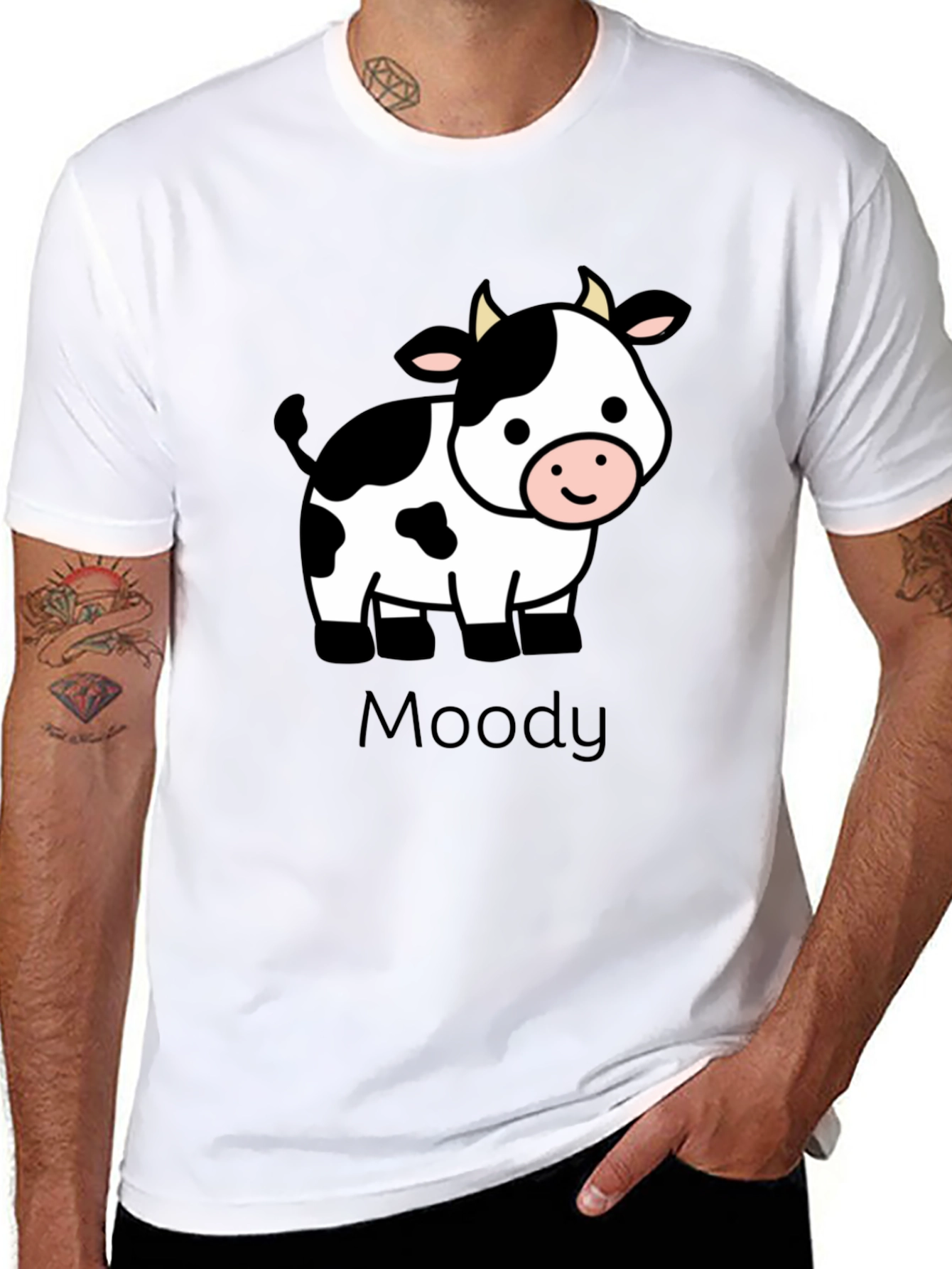 Moody Cow Graphic Black T-Shirt