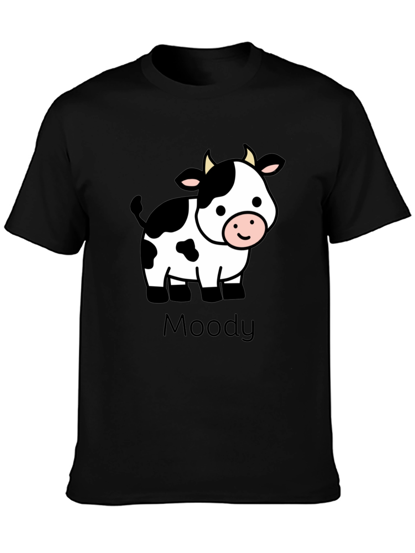Moody Cow Graphic Black T-Shirt