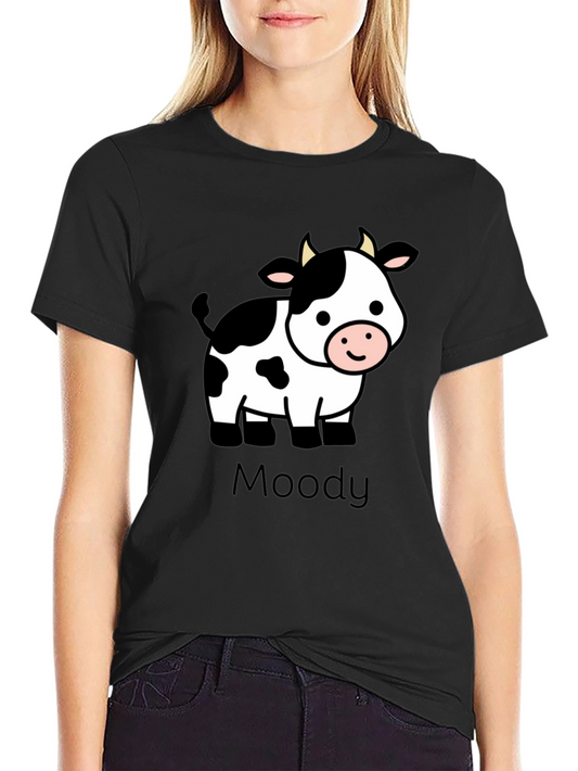 Moody Cow Graphic Black T-Shirt