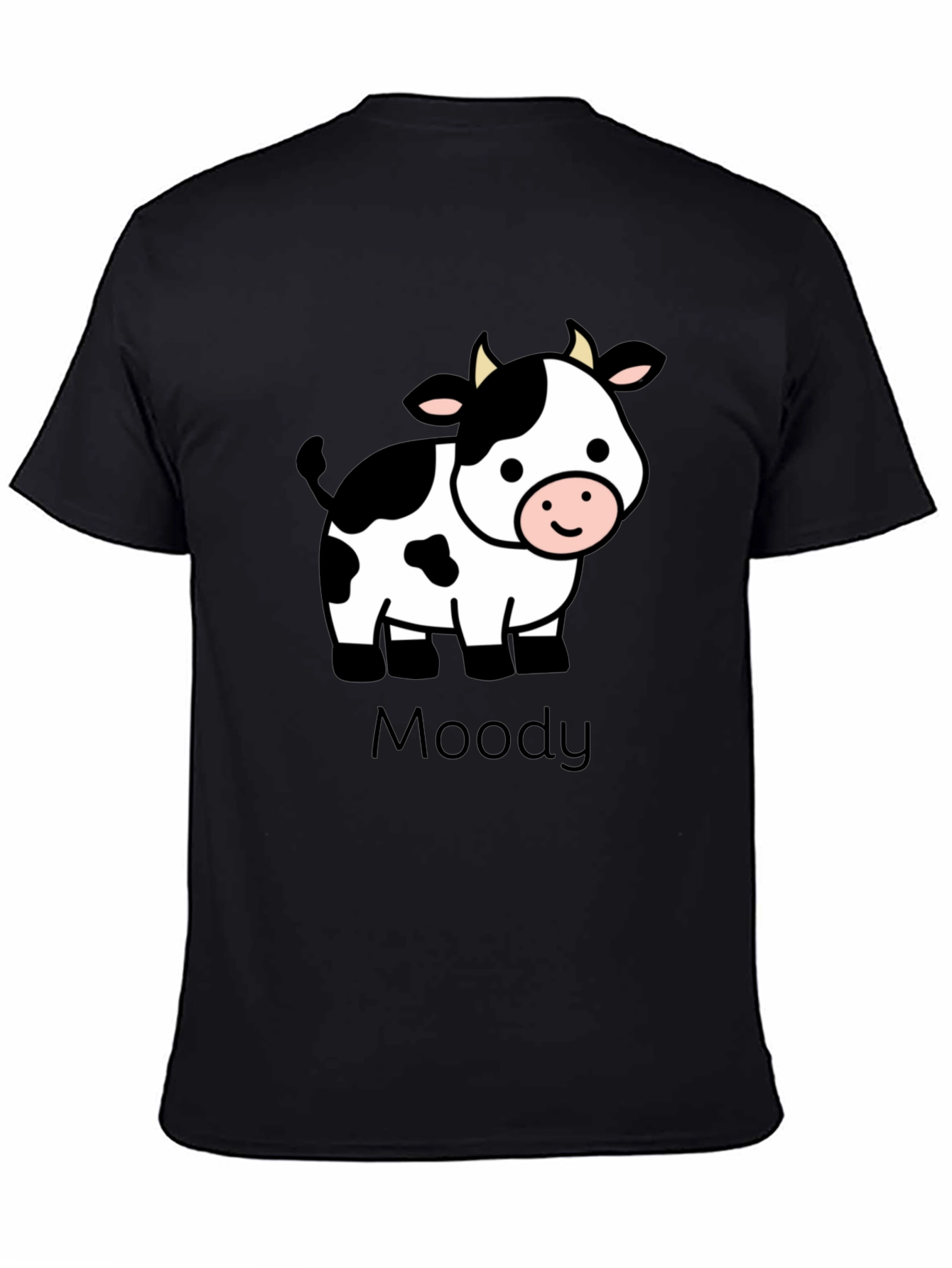 Moody Cow Graphic Black T-Shirt
