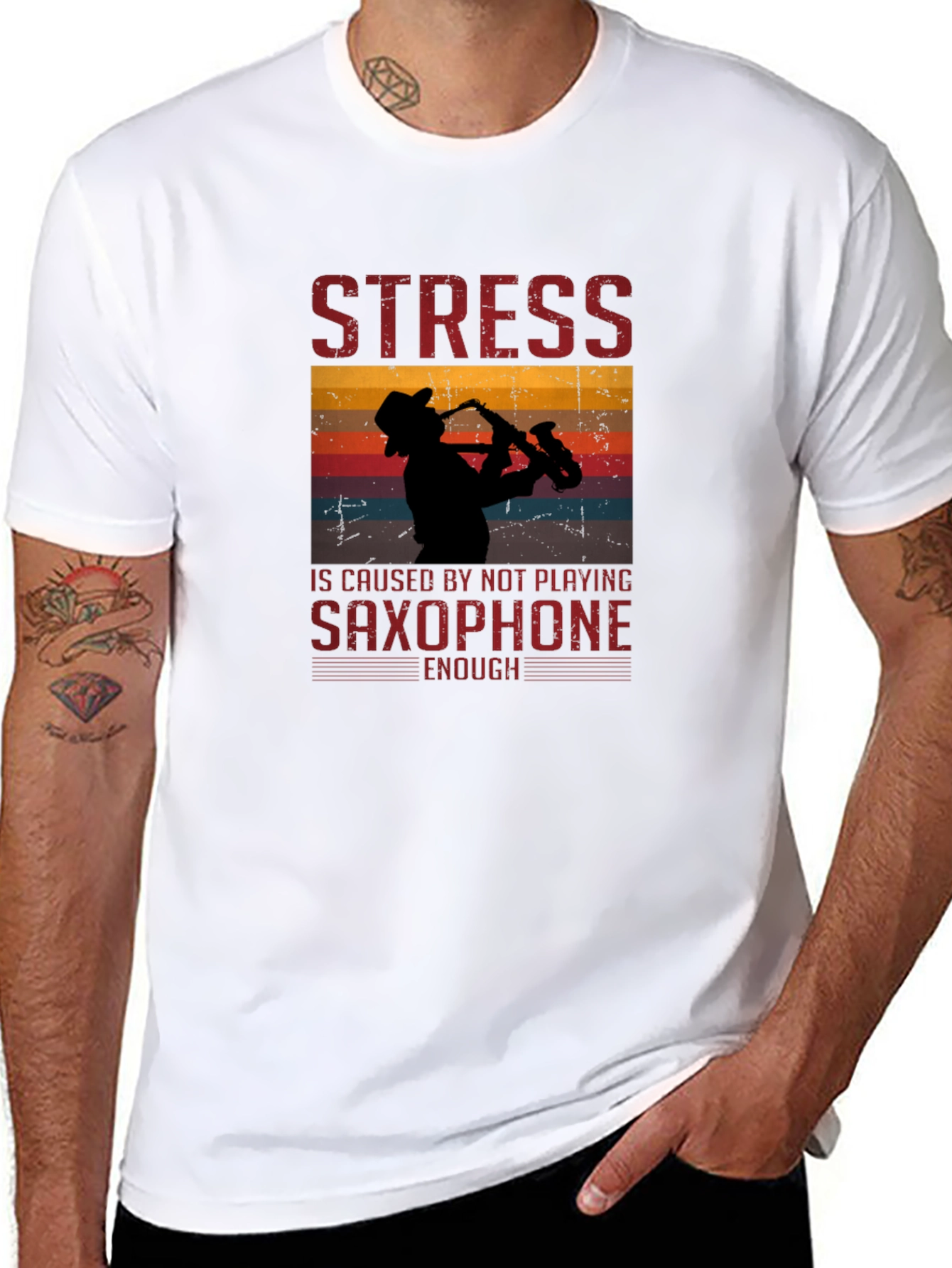 Stress Saxophone Black T-Shirt