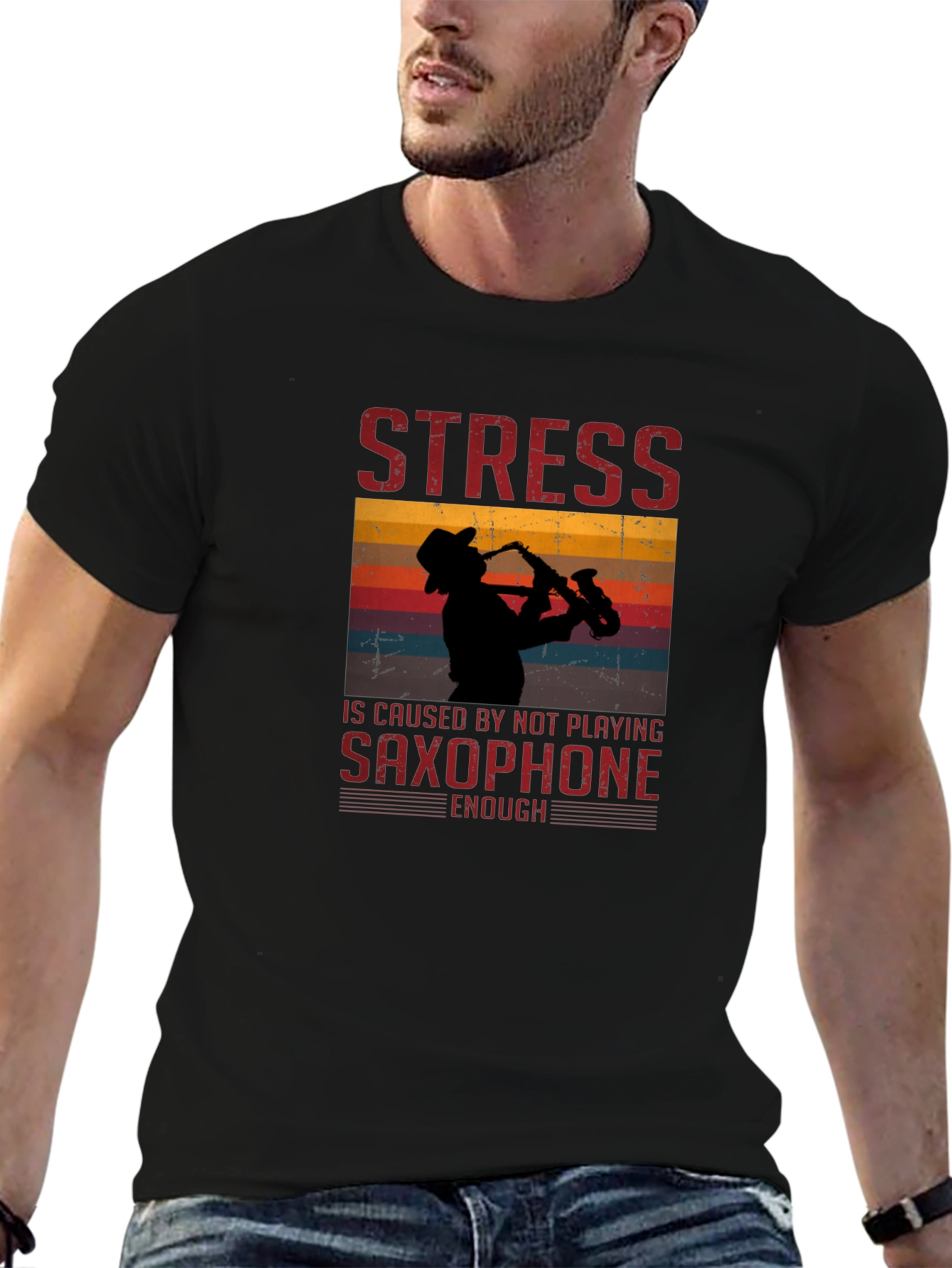 Stress Saxophone Black T-Shirt