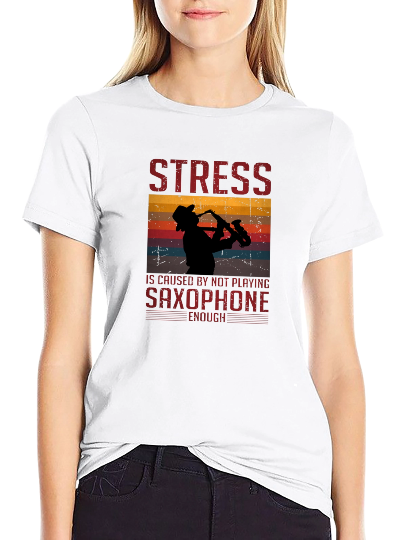 Stress Saxophone Black T-Shirt